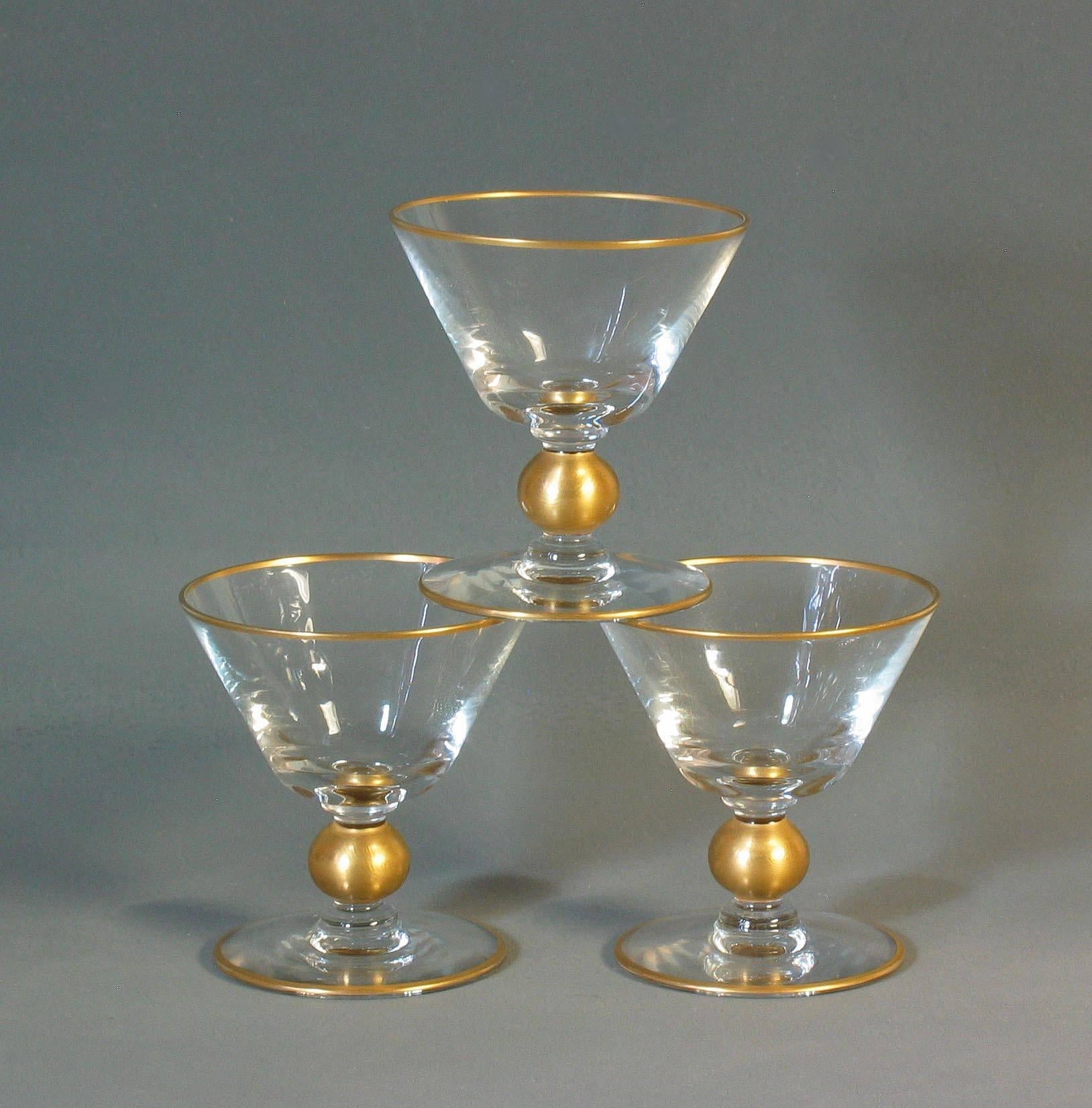 Art Deco Continental Crystal Glass Part Stemware Service In Good Condition In Ottawa, Ontario