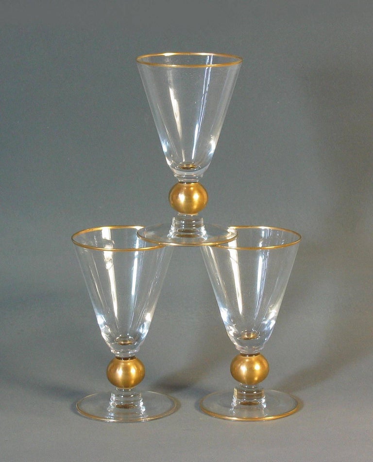 Art Deco Continental Crystal Glass Part Stemware Service For Sale at