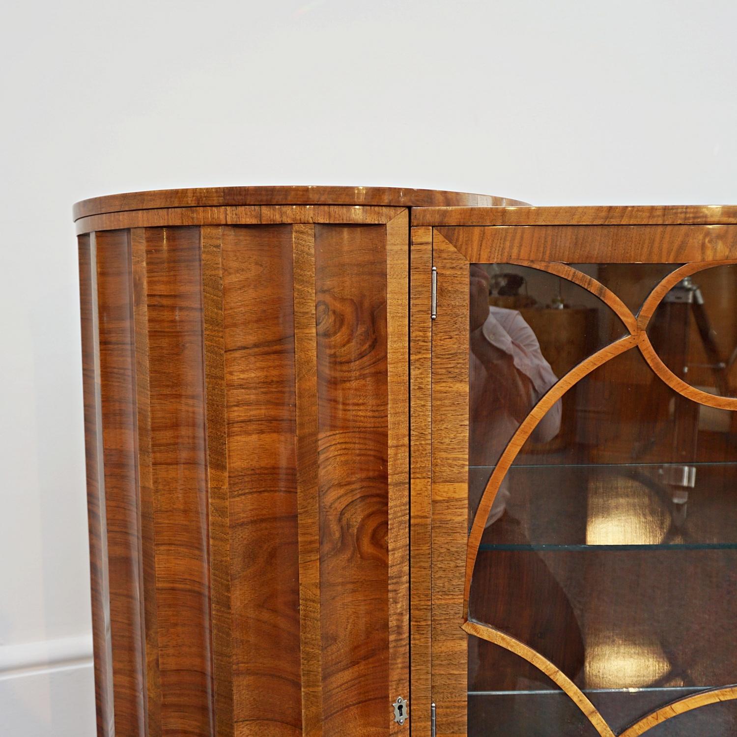 Mid-20th Century Art Deco Curved and Fluted Walnut Cabinet, circa 1930