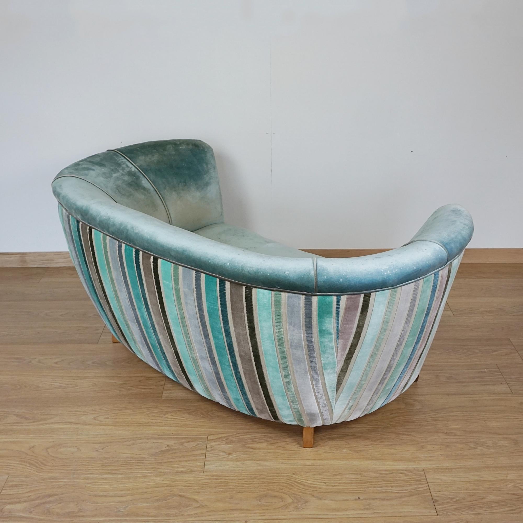 An Art Deco Curved Sofa Upholstered in Velvet 5