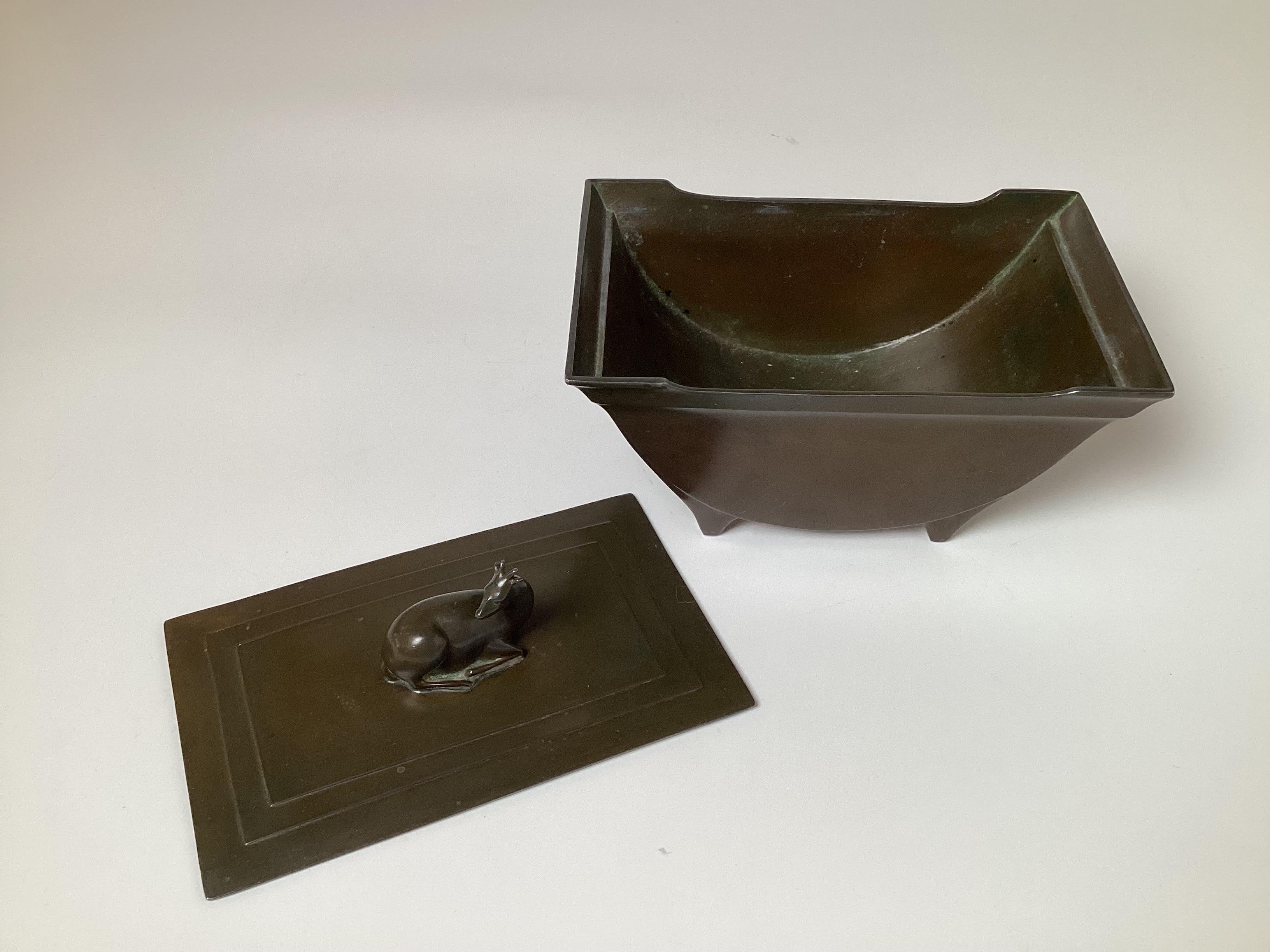 Art Deco Danish Patinated Bronze Box by Just Anderson for Disko Metal  For Sale 2
