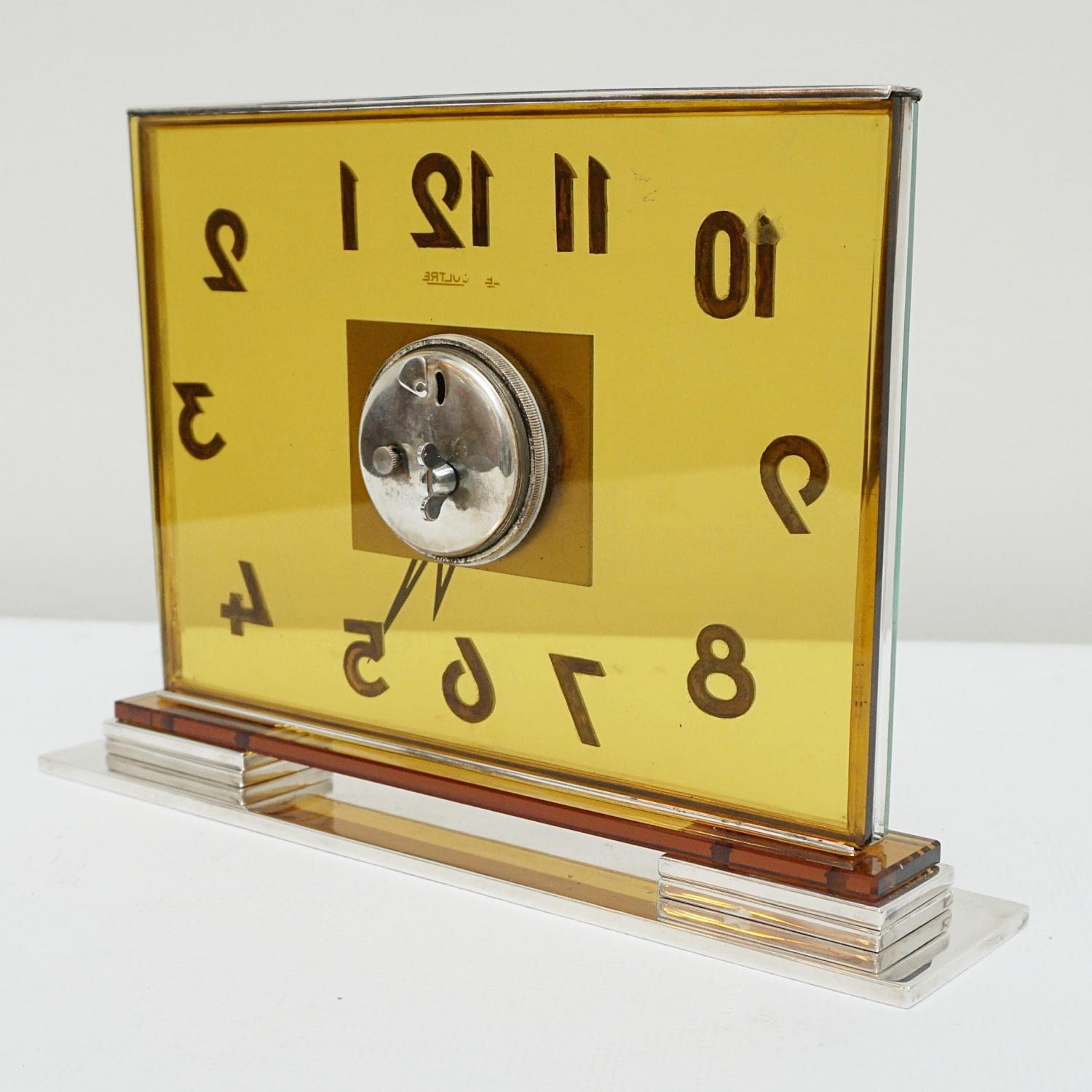 Glass An Art Deco Desk Clock by Jaeger-LeCoultre