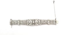 Art Deco Diamond Bracelet and Diamond Earrings, circa 1950