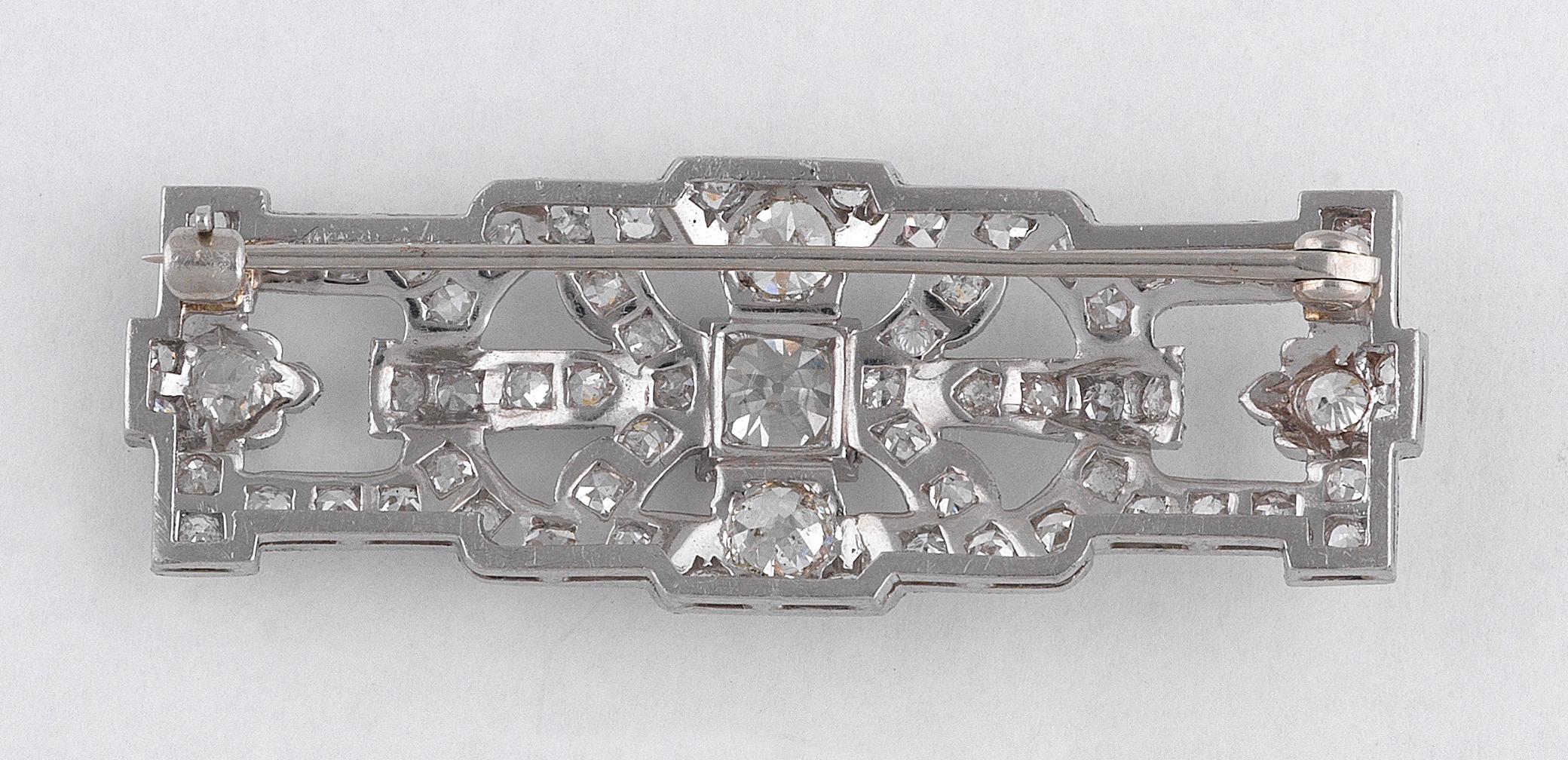 Women's or Men's Art Deco Diamond Brooch, circa 1930