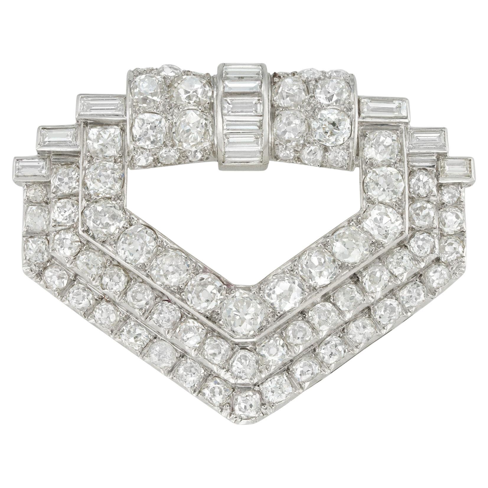 An Art Deco Diamond Brooch For Sale