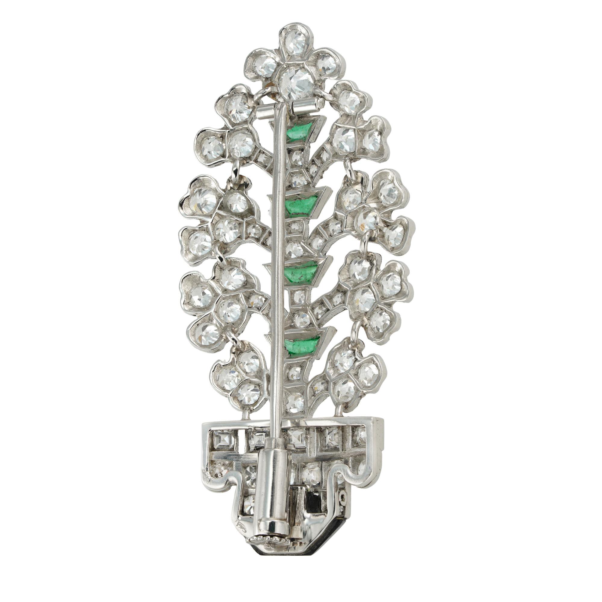 Women's or Men's An Art Deco Diamond, Onyx And Emerald Giardinetto Brooch For Sale