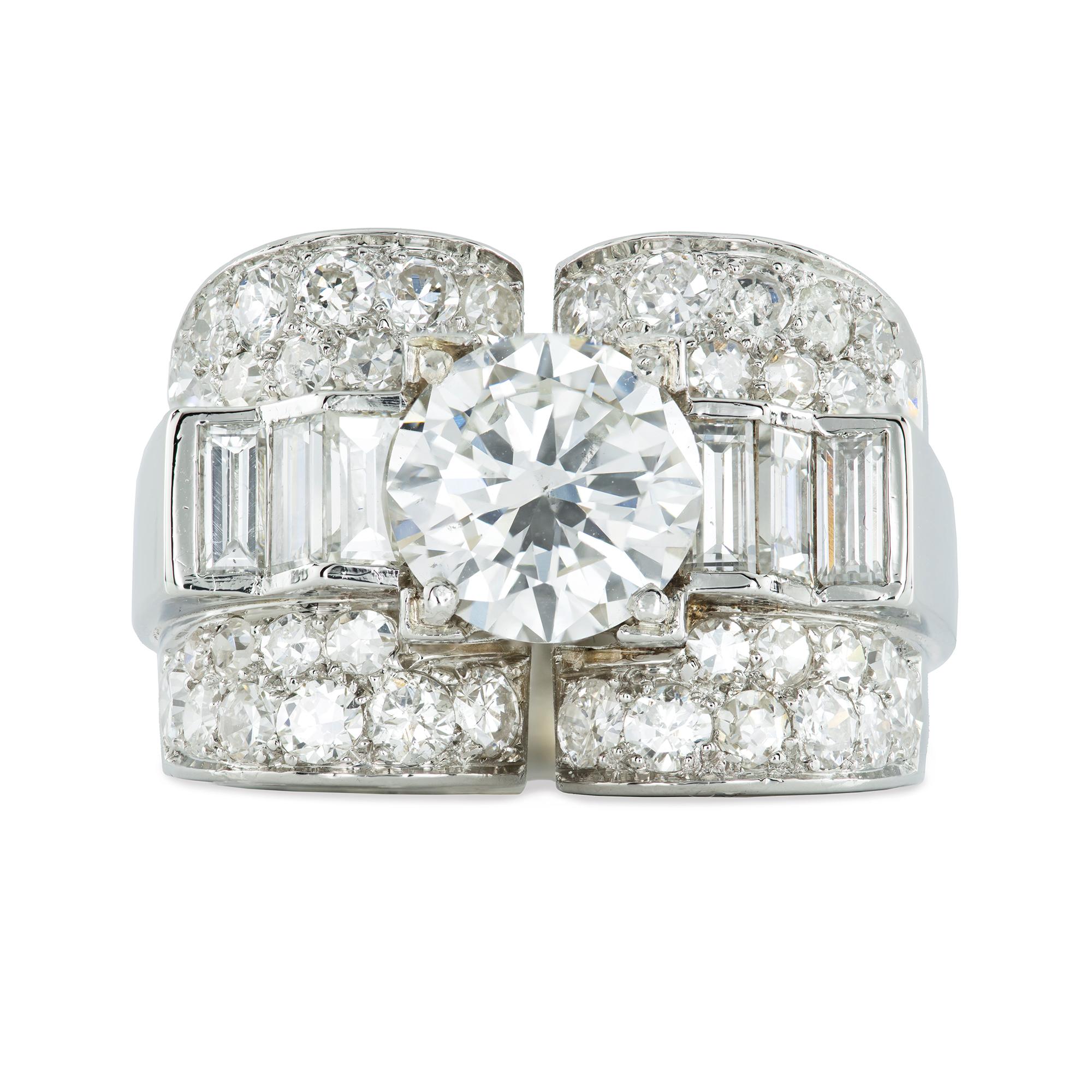 Brilliant Cut Art Deco Diamond Ring