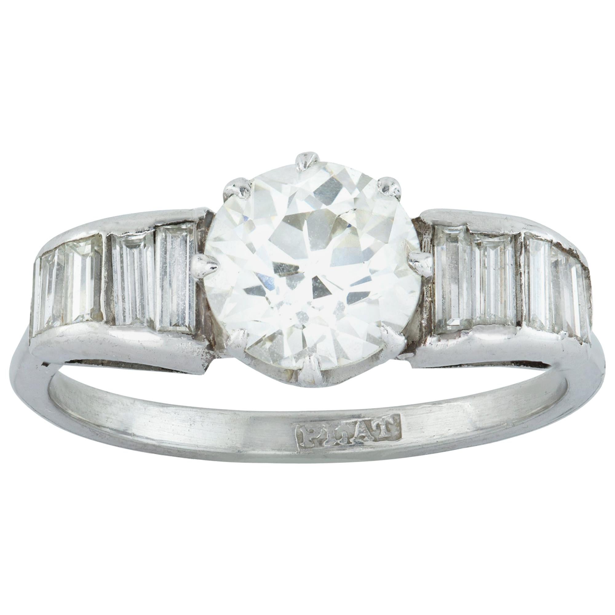 GCS Certified 1.14 Carat Antique Art Deco Diamond Ring For Sale