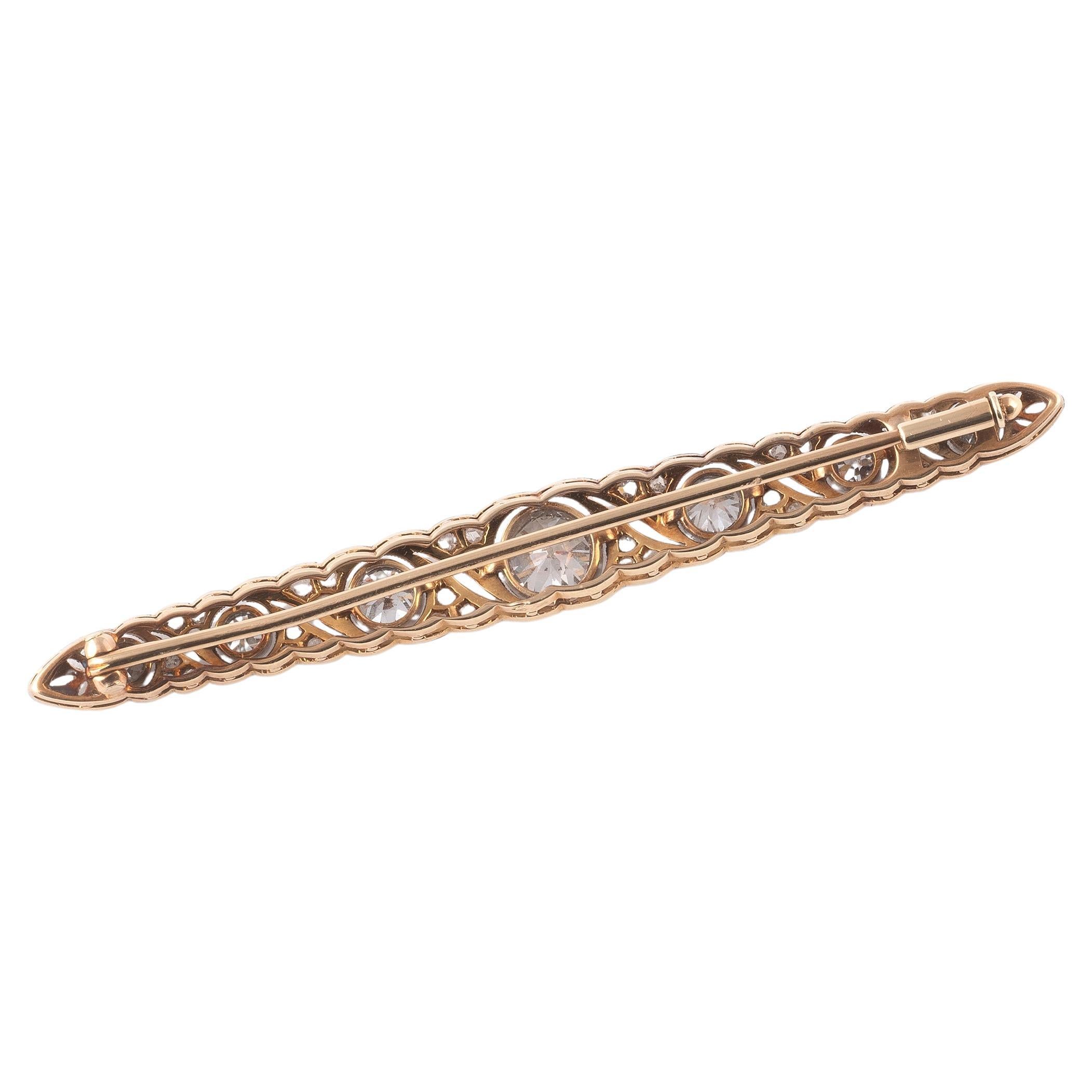 Art déco Broche Art Déco à barrette sertie de diamants en vente