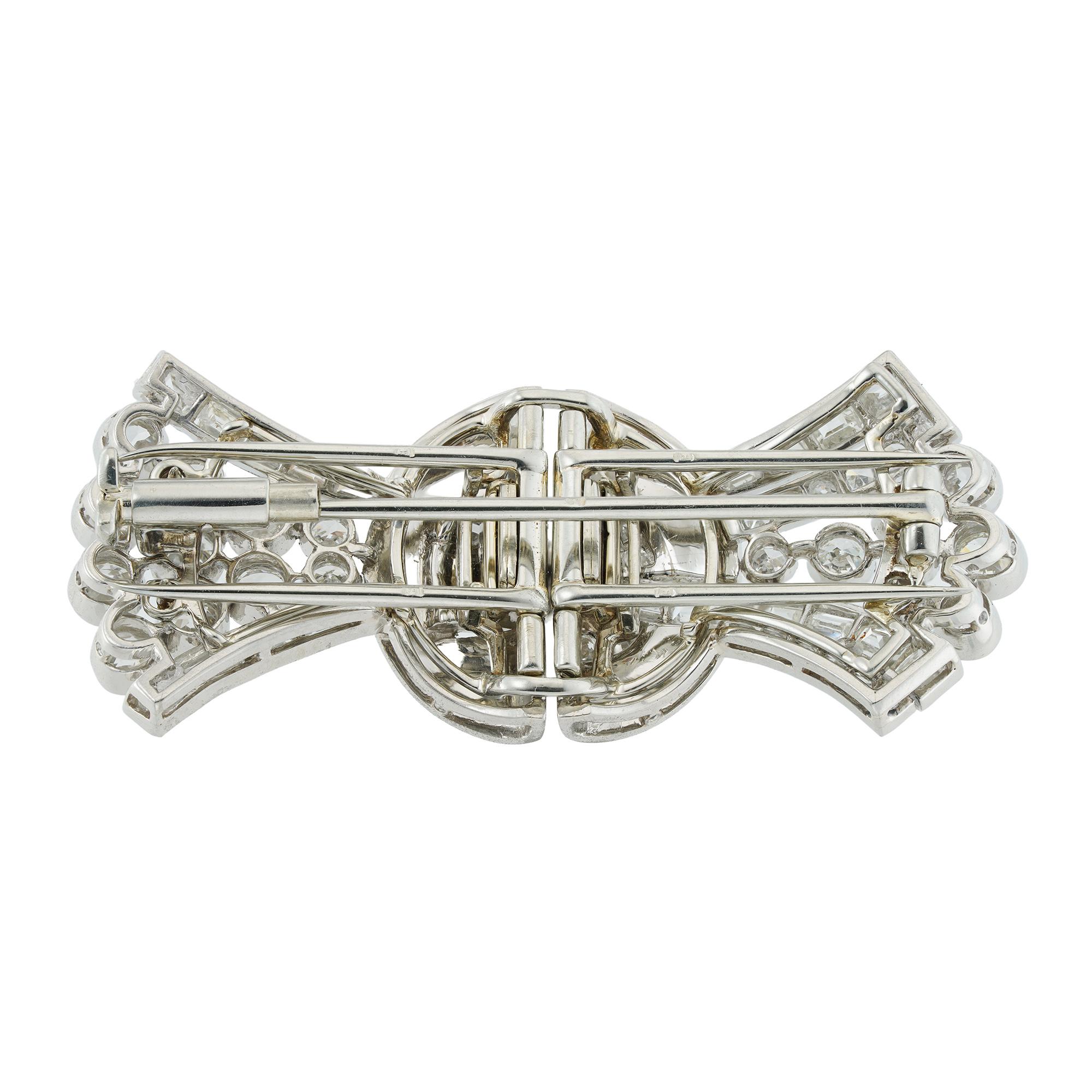 Art Deco DiamondSet DoubleClip Brooch For Sale at 1stDibs art deco