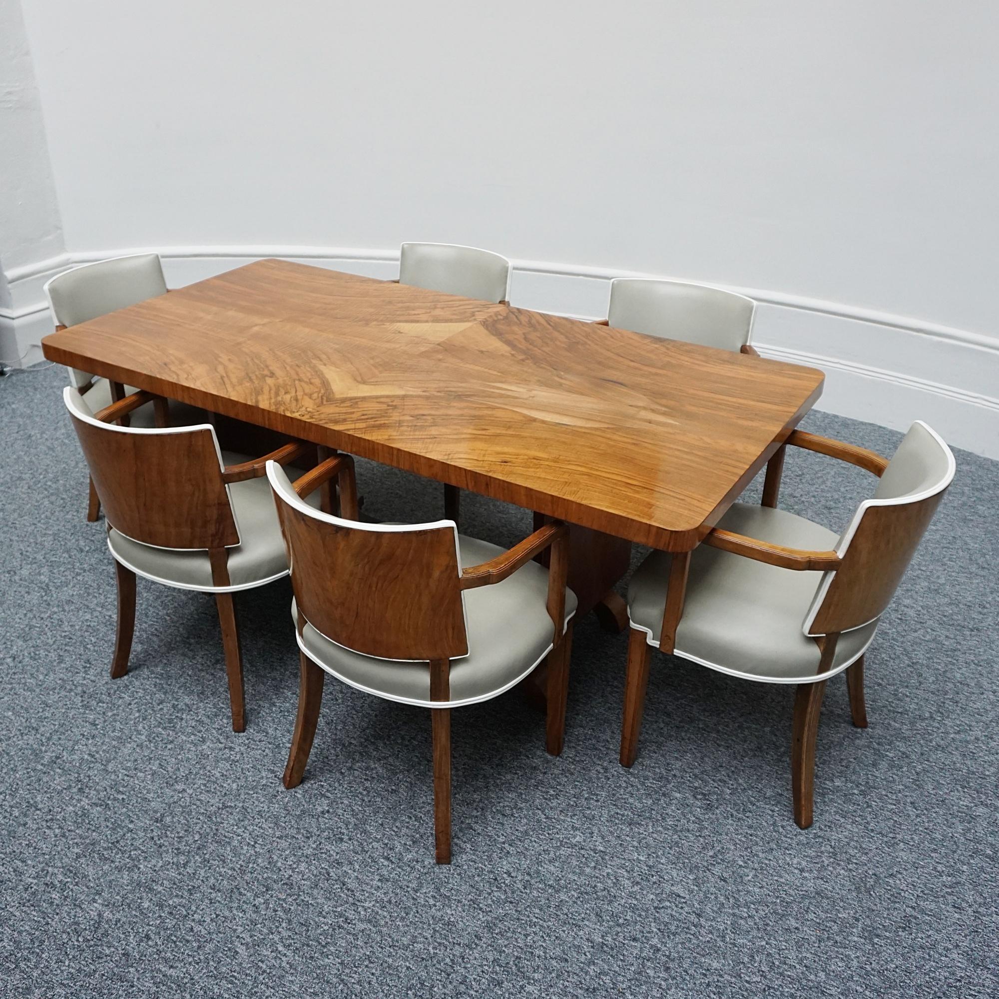 English An Art Deco Dining Suite by Heal's of London