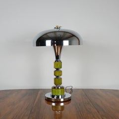 An Art Deco Dome Lamp Bakelite and Chromed Metal