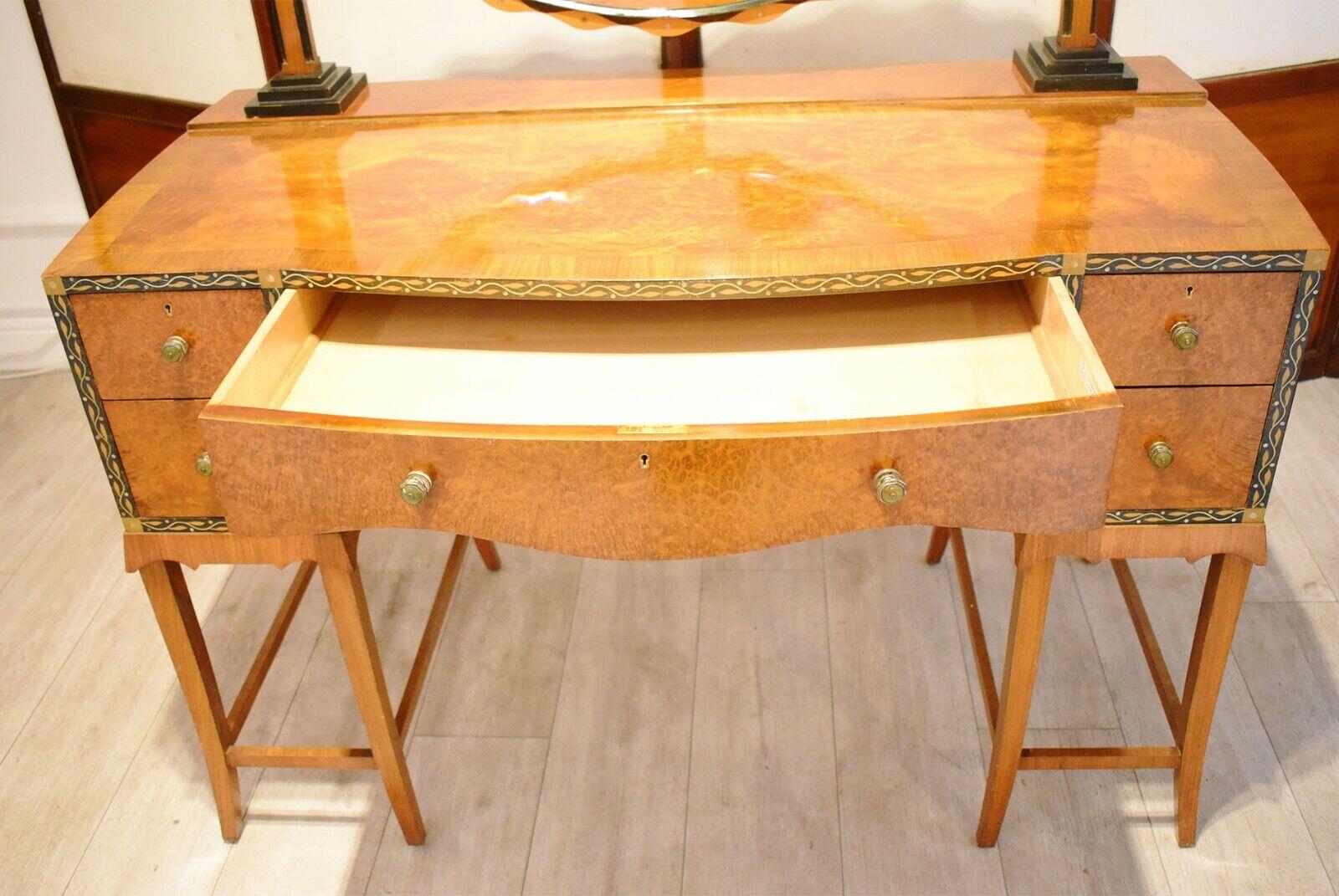 Walnut Art Deco Dressing Table by Herbert Richter for Bath Cabinet Makers