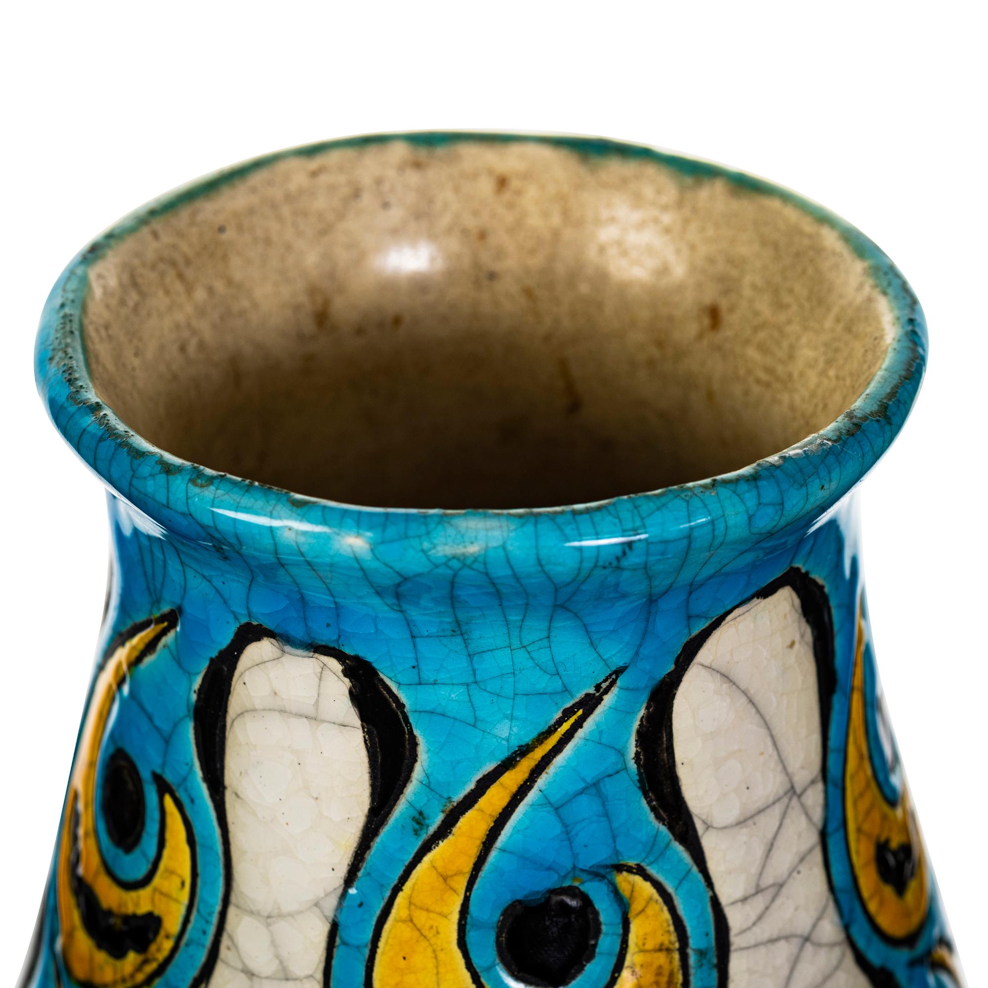 Art Deco Earthenware Vase, France, circa 1920 In Good Condition For Sale In West Palm Beach, FL