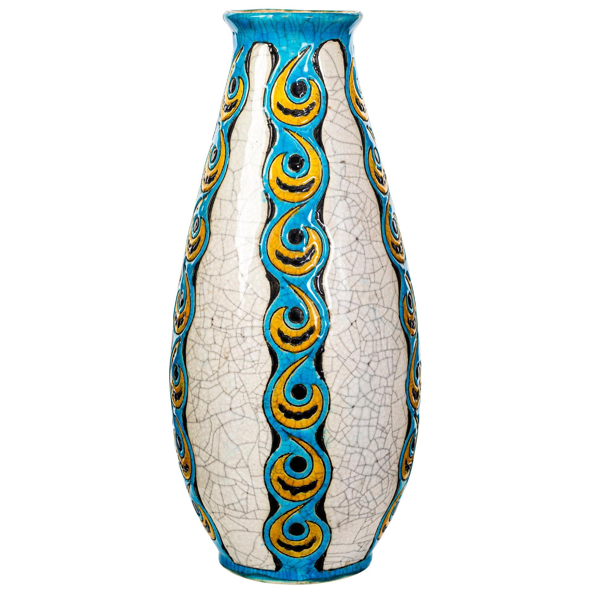 Vase aus Steingut im Art-déco-Stil, Frankreich, um 1920 im Angebot