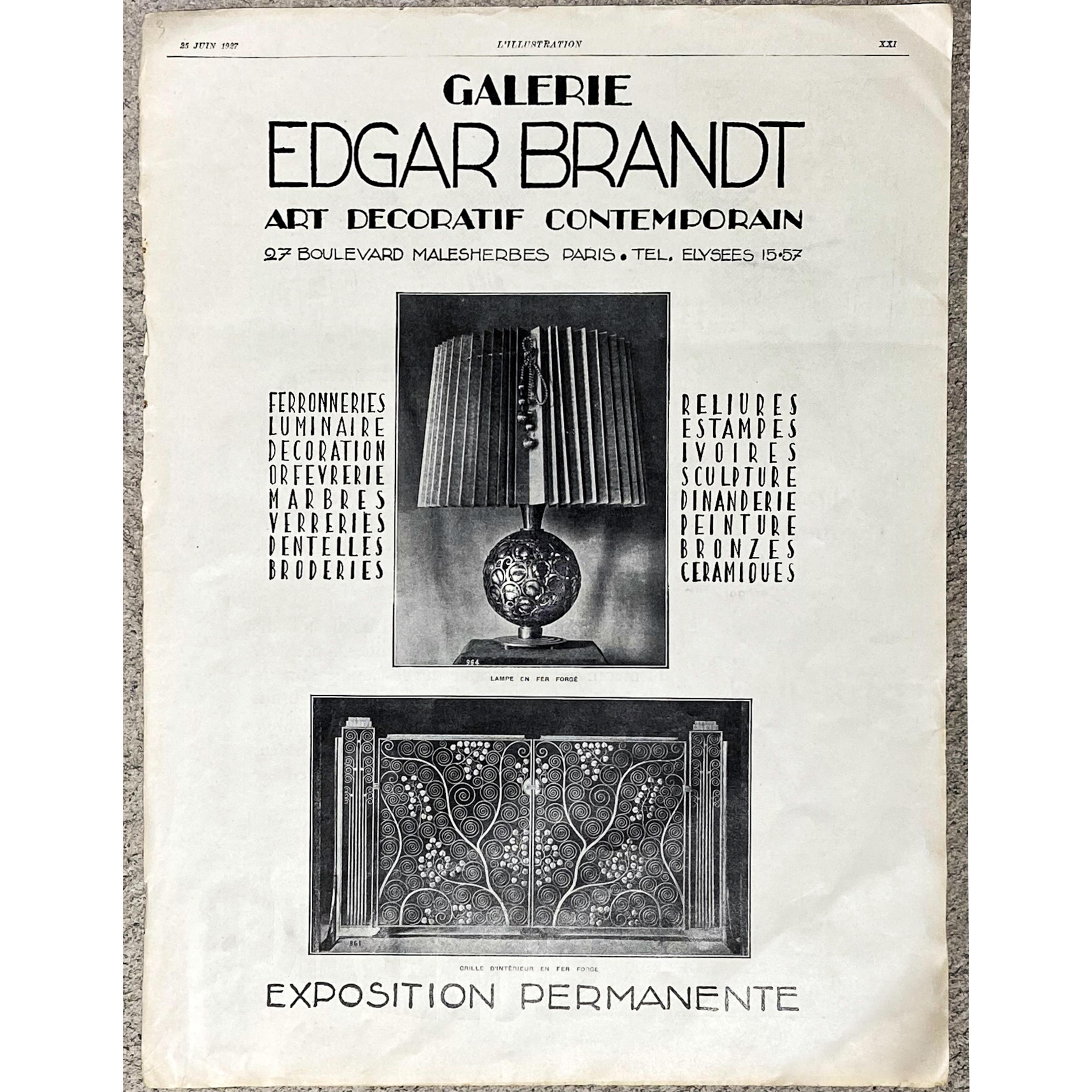 An Art deco Edgar Brandt wrought-iron table lamp  For Sale 1