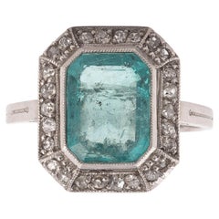 Art Deco Emerald and Diamond Plaque Ring, circa 1930