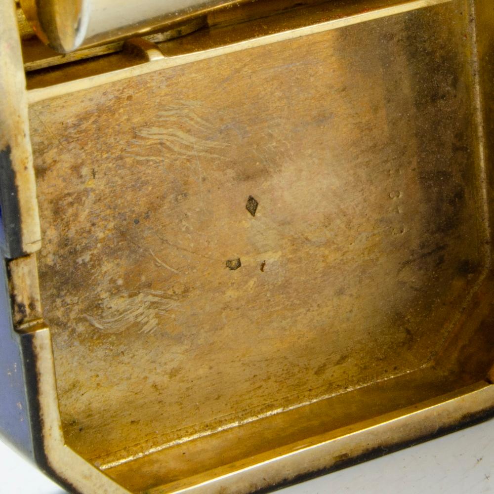 Gold An Art Deco Enamel Vanity case Coral & Diamond Makeup Box c.1920 For Sale