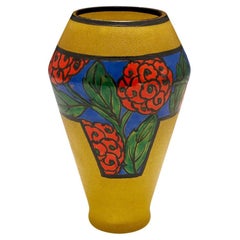 Art Deco Enamelled Glass Vase by Leune, circa 1925
