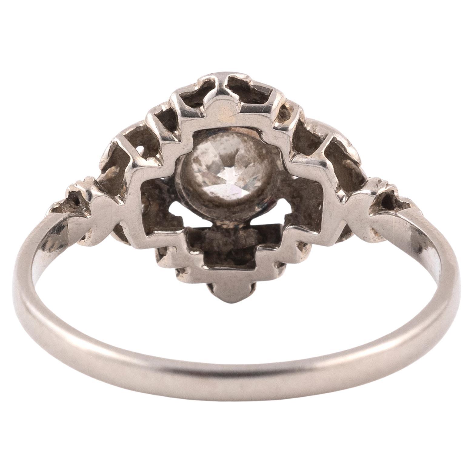 Old European Cut An Art Deco Engagement Diamond ring For Sale