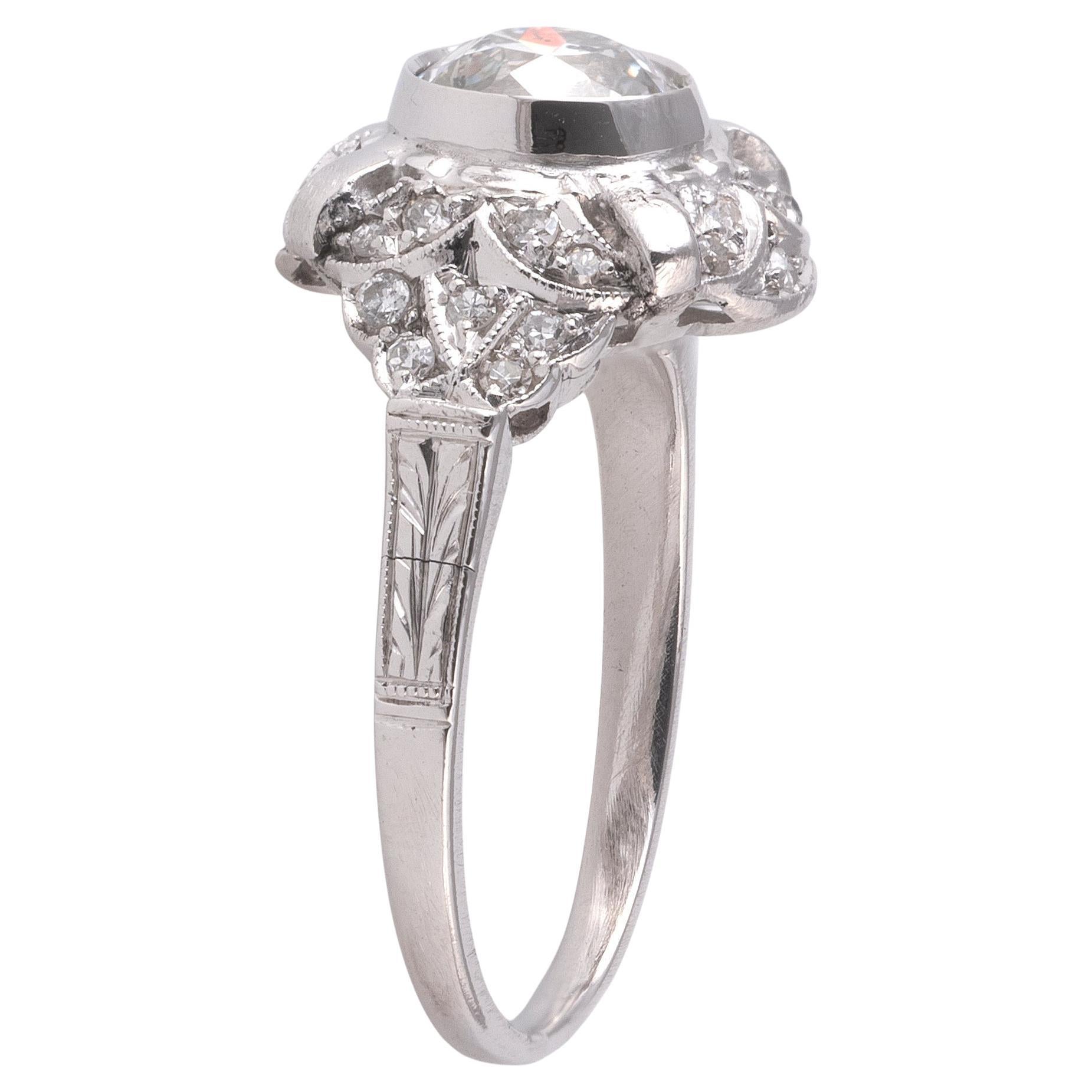 Old European Cut An Art Deco Engagement Diamond ring For Sale