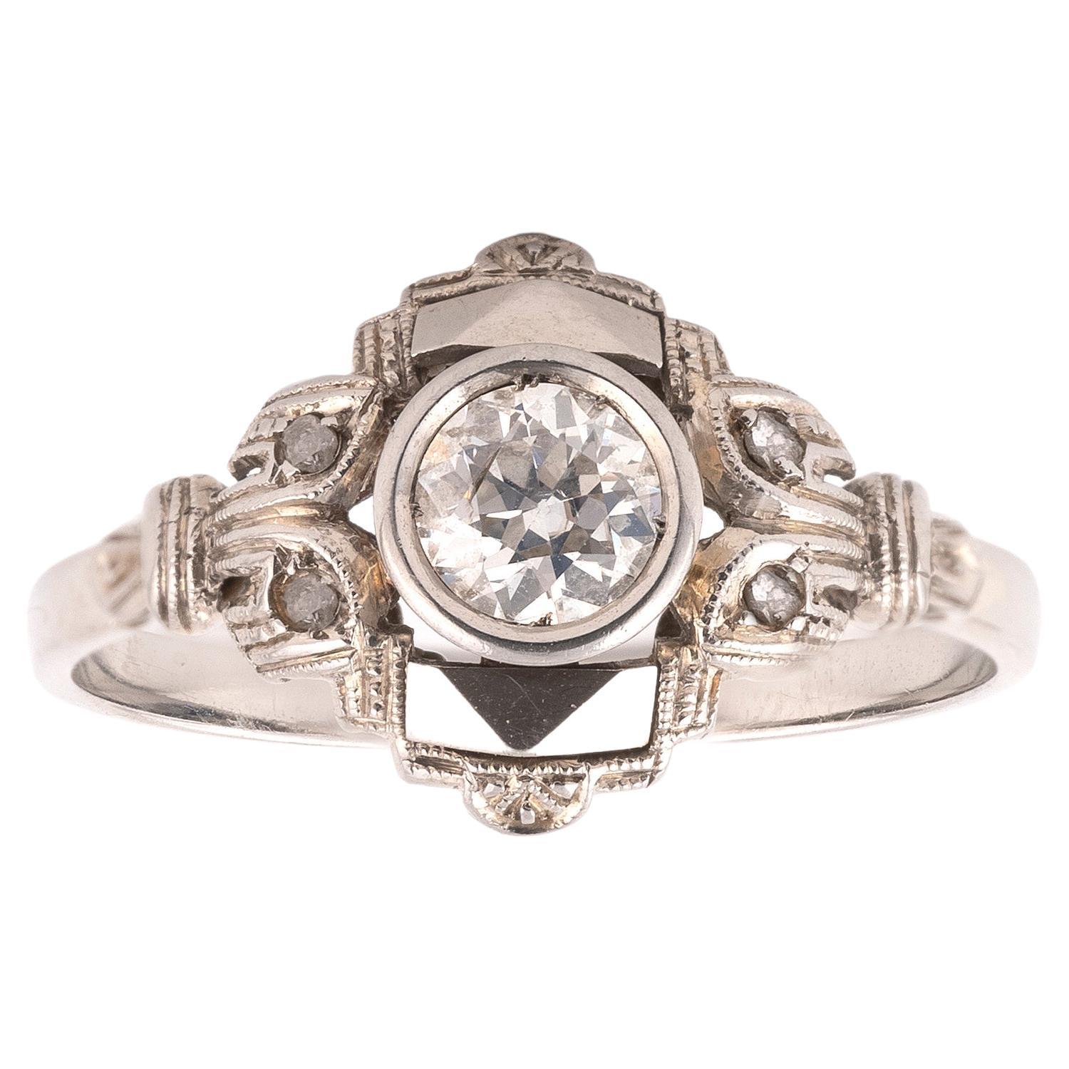 An Art Deco Engagement Diamond ring In Excellent Condition For Sale In Firenze, IT