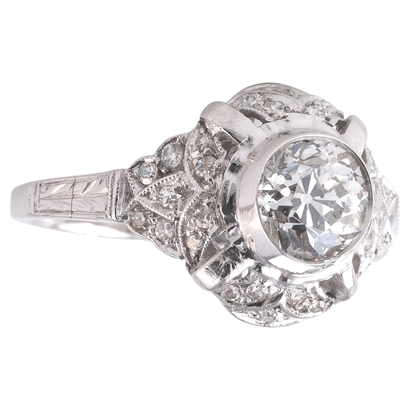 An Art Deco Engagement Diamond ring In Excellent Condition For Sale In Firenze, IT