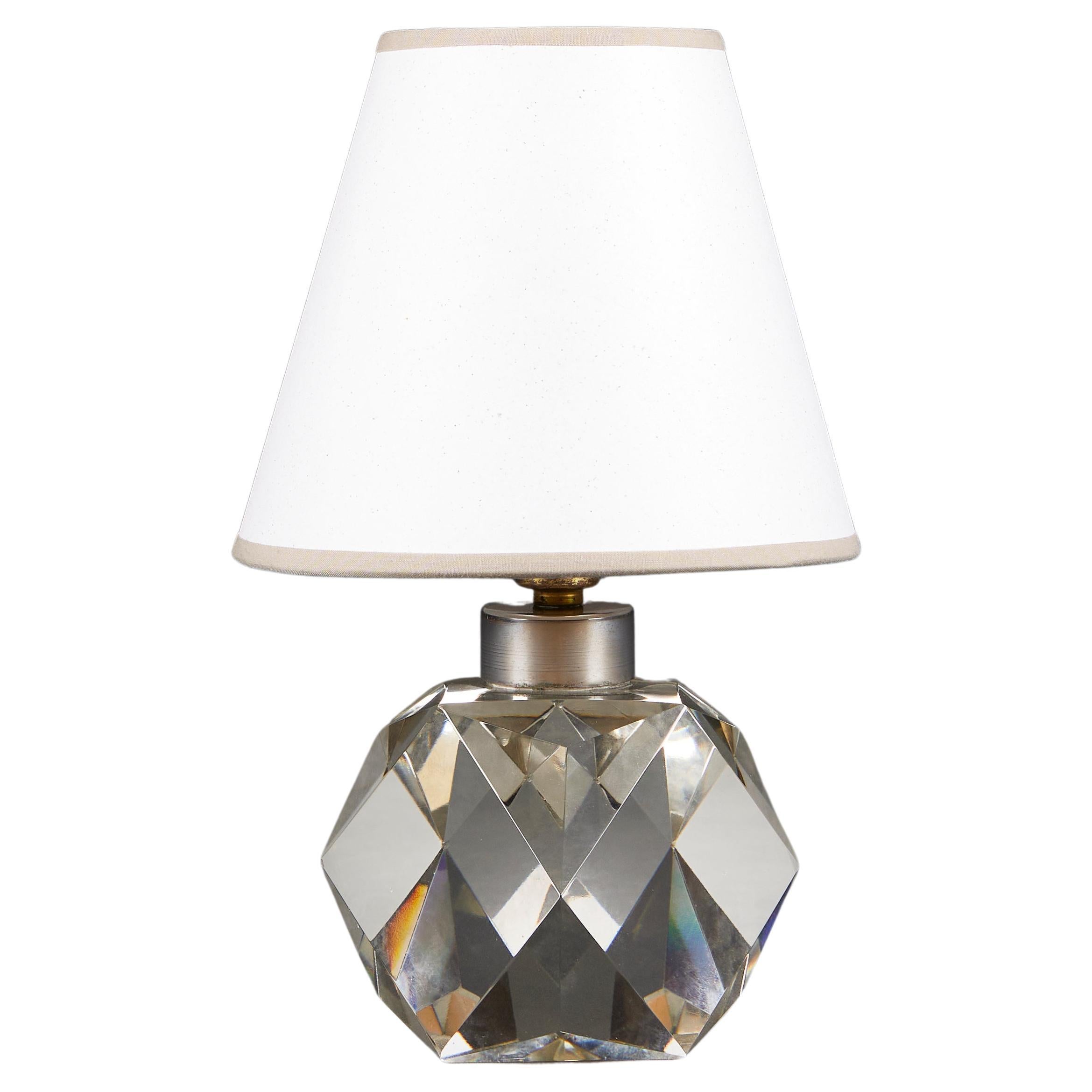 An Art Deco Faceted Cut Glass Lamp