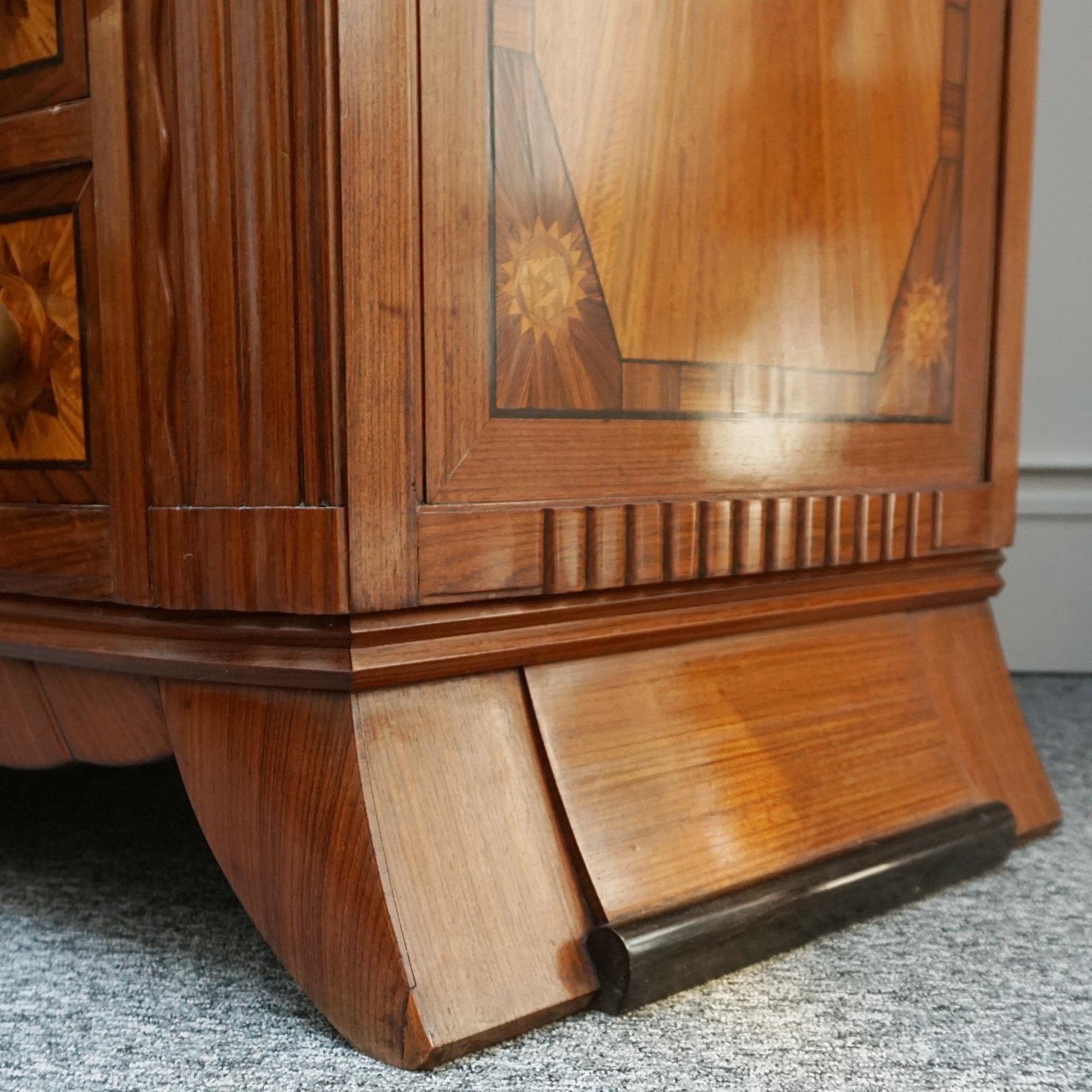 Secretaire Art Déco con intarsi in legno di raso ed ebano Macassar in vendita 7