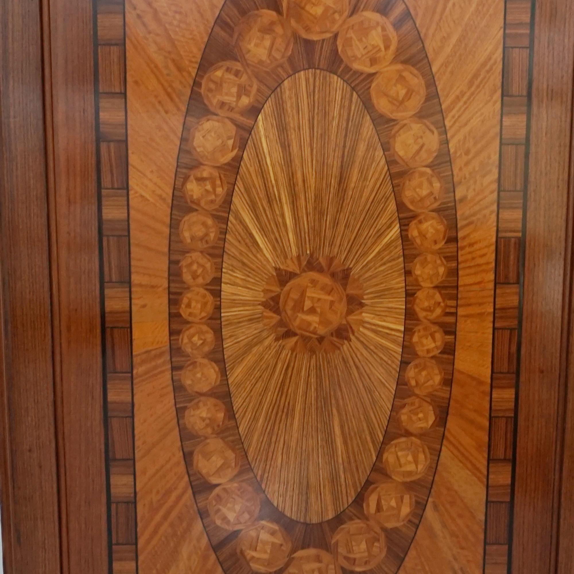 Secretaire Art Déco con intarsi in legno di raso ed ebano Macassar in vendita 11