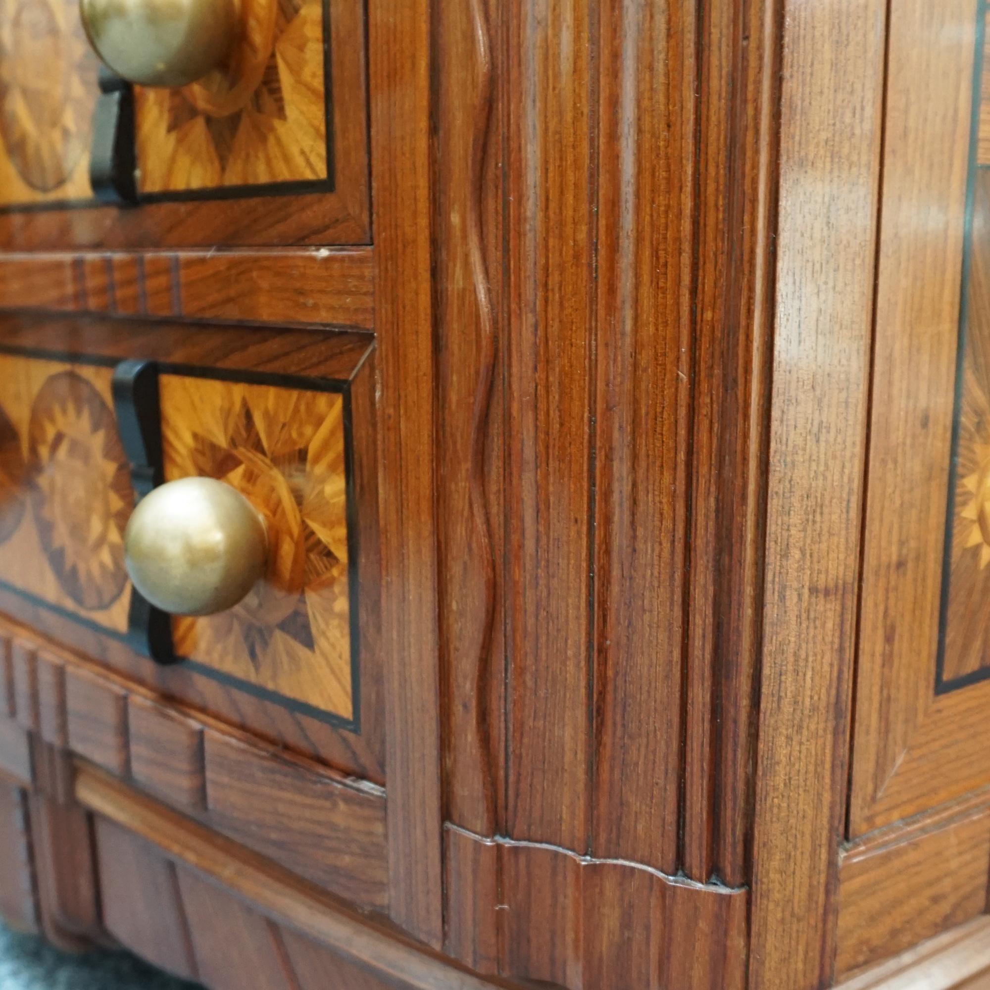 Secretaire Art Déco con intarsi in legno di raso ed ebano Macassar in vendita 16