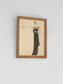 Une peinture à l'encre dessinée ART-DECO FASHION de LUCY CROFFIN, France 1930