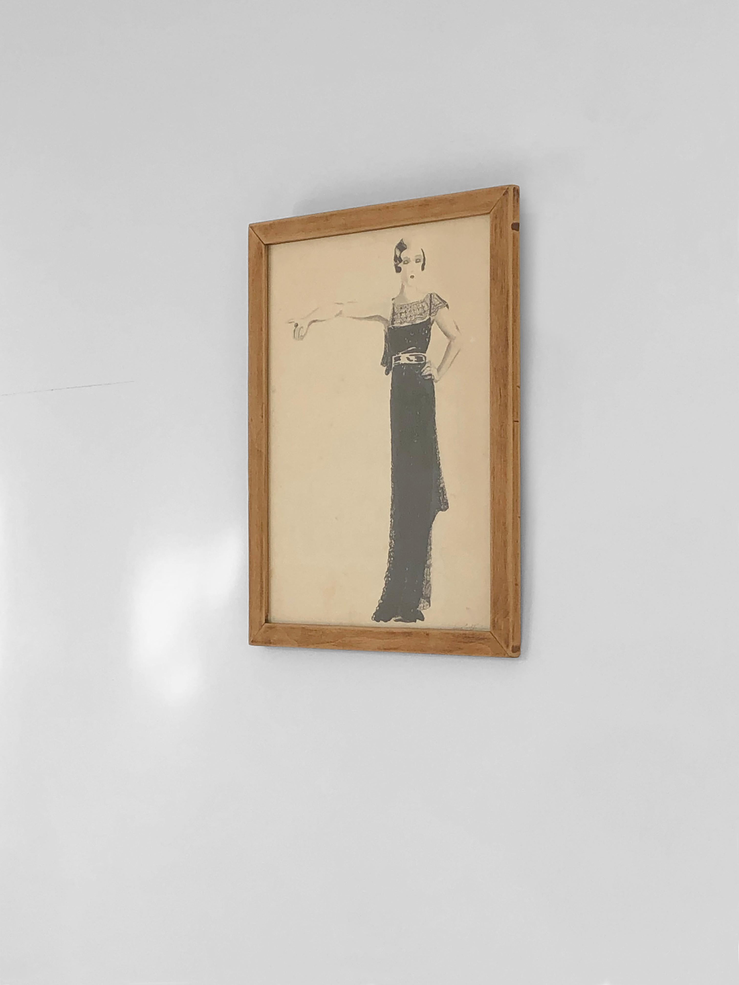 Un ART-DECO FASHION Disegno a inchiostro di LUCY CROFFIN, Francia 1930 in vendita 2