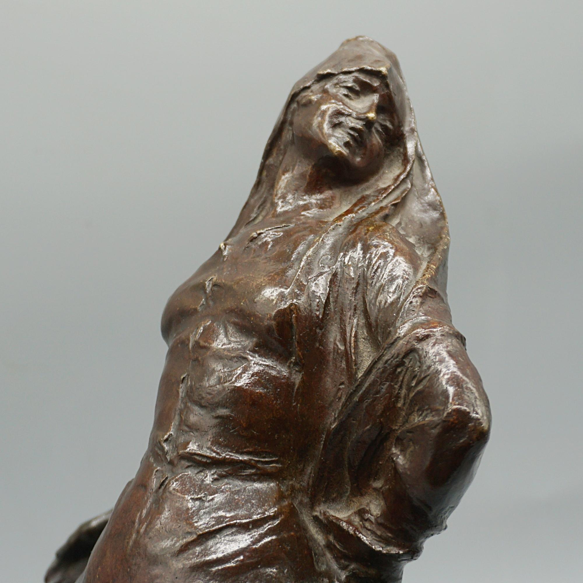 An Art Deco Figurative Sculpture of A Classically Dressed Belgian Woman For Sale 8