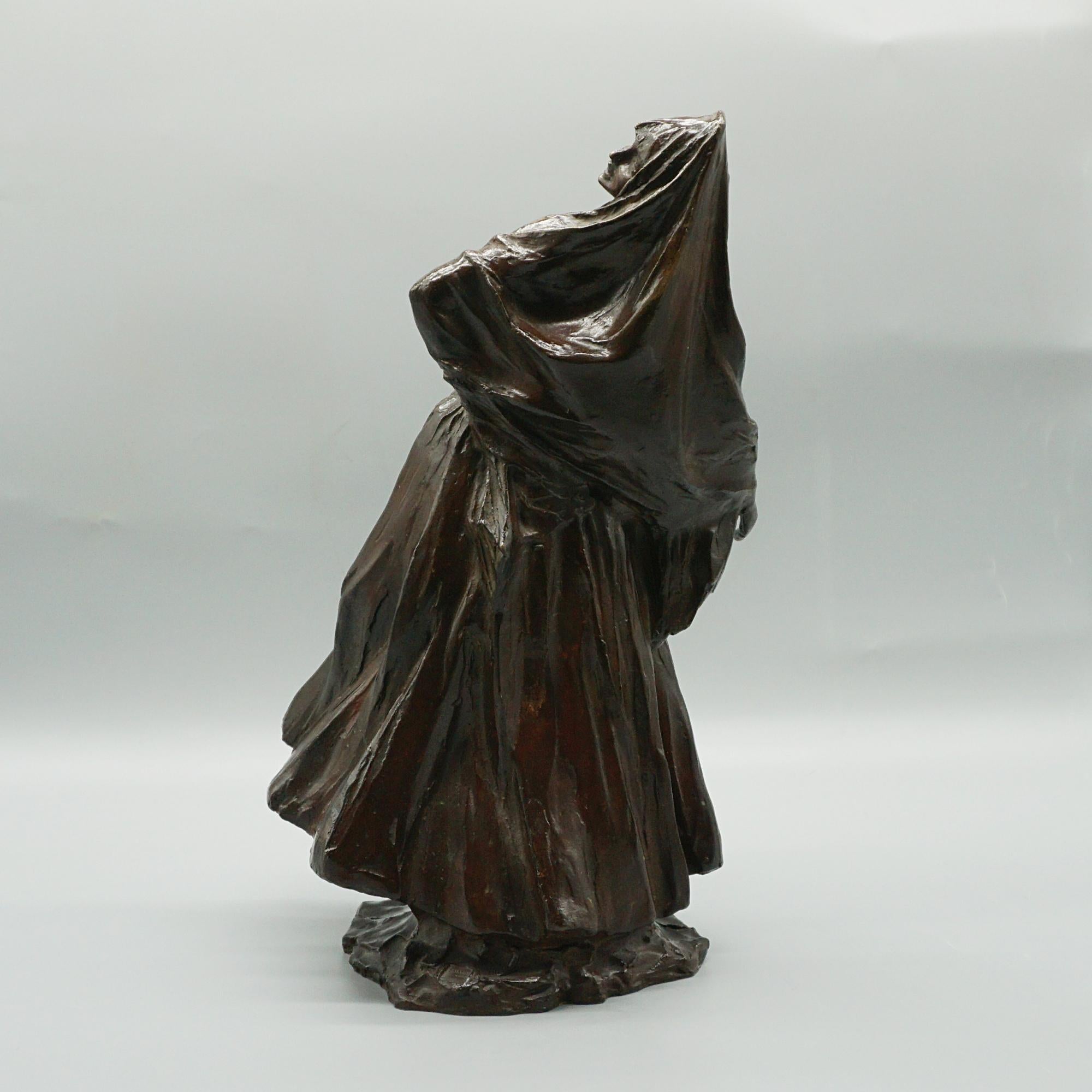 Bronze An Art Deco Figurative Sculpture of A Classically Dressed Belgian Woman For Sale