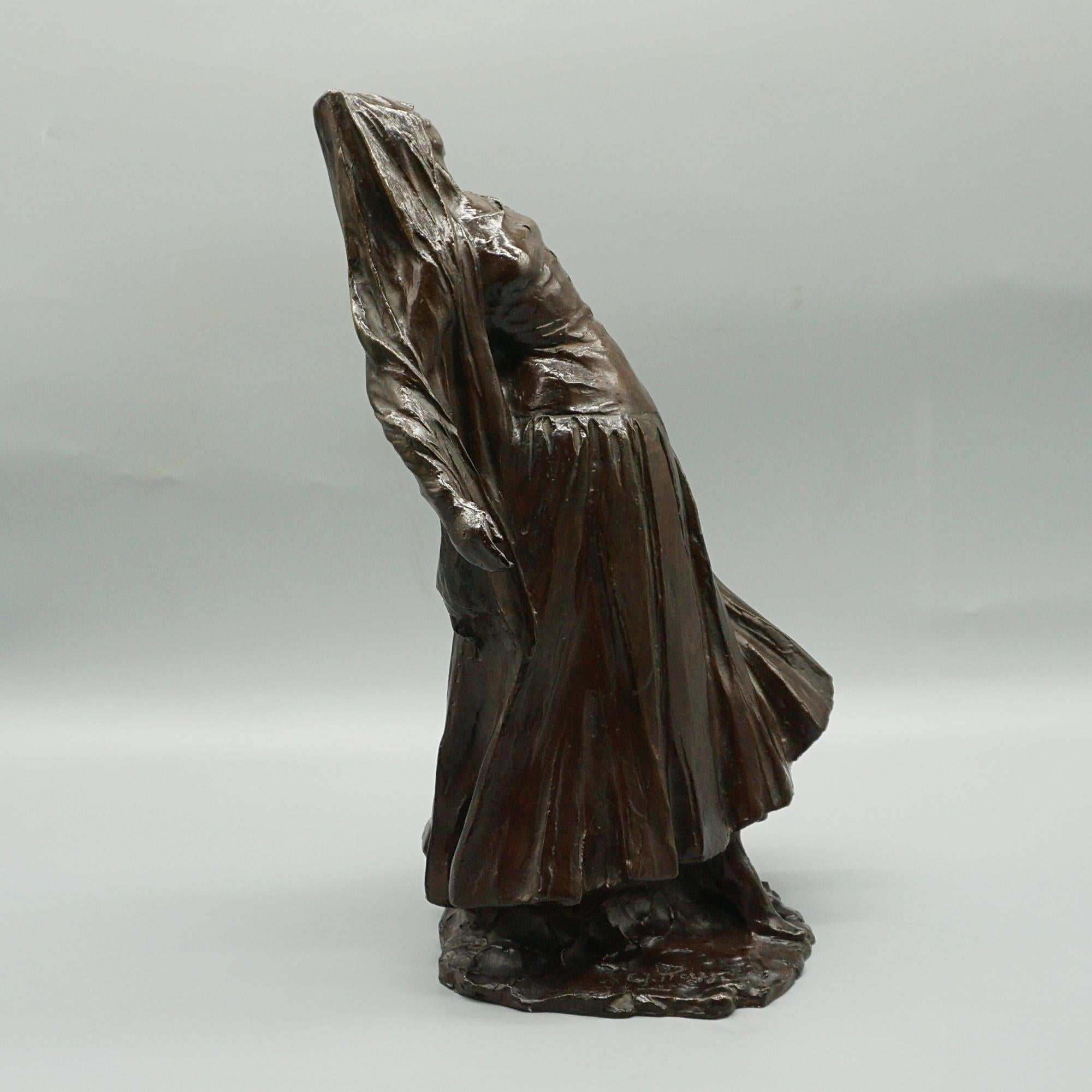 An Art Deco Figurative Sculpture of A Classically Dressed Belgian Woman For Sale 2
