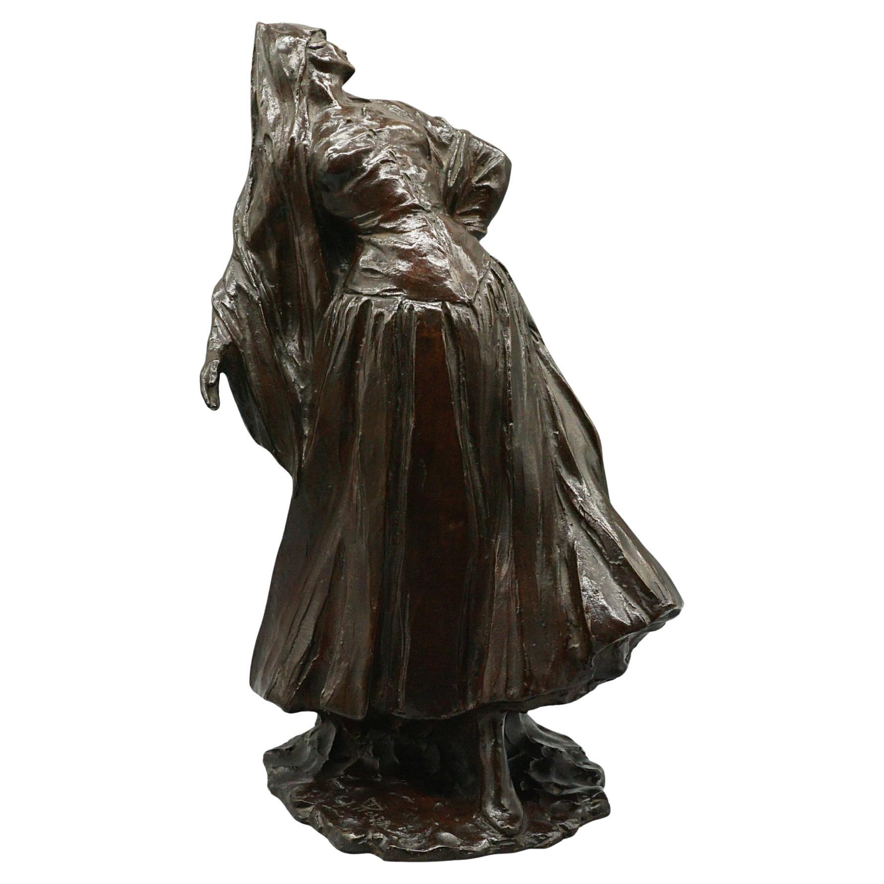 An Art Deco Figurative Sculpture of A Classically Dressed Belgian Woman For Sale