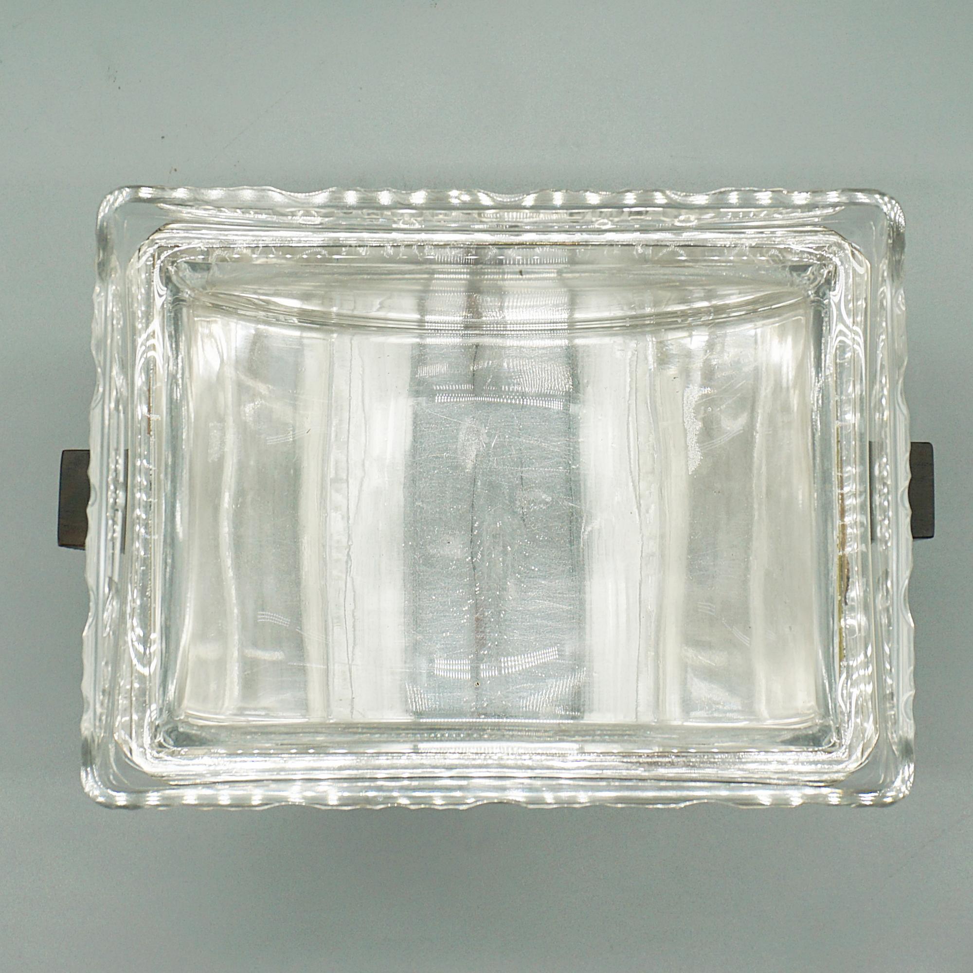 Plato francés Art Déco chapado en plata con inserto de cristal en venta 5