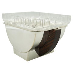 Plato francés Art Déco chapado en plata con inserto de cristal