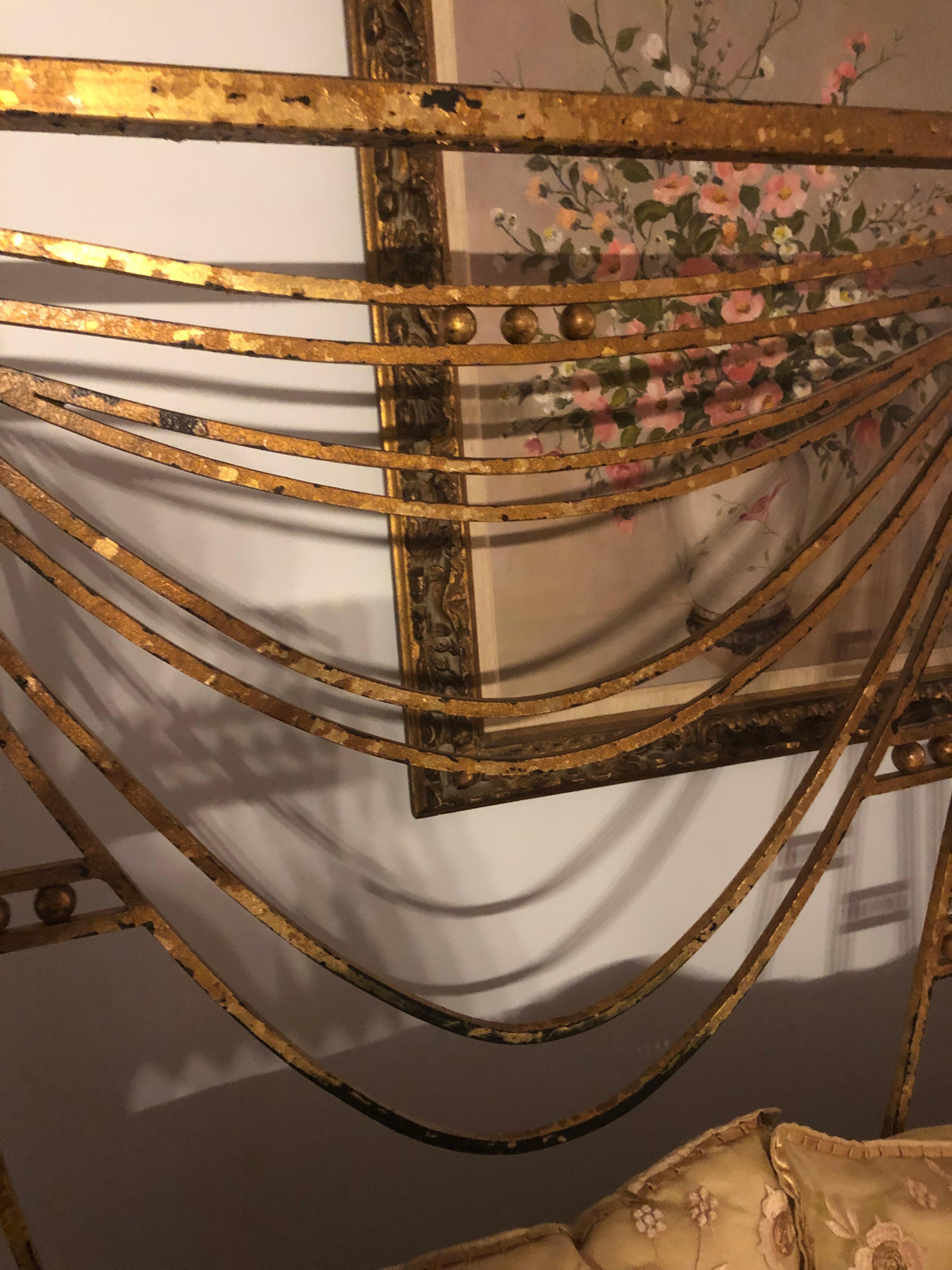 Art Deco Gilt Metal Tassel Chain Form King Sized Bed-Frame 6