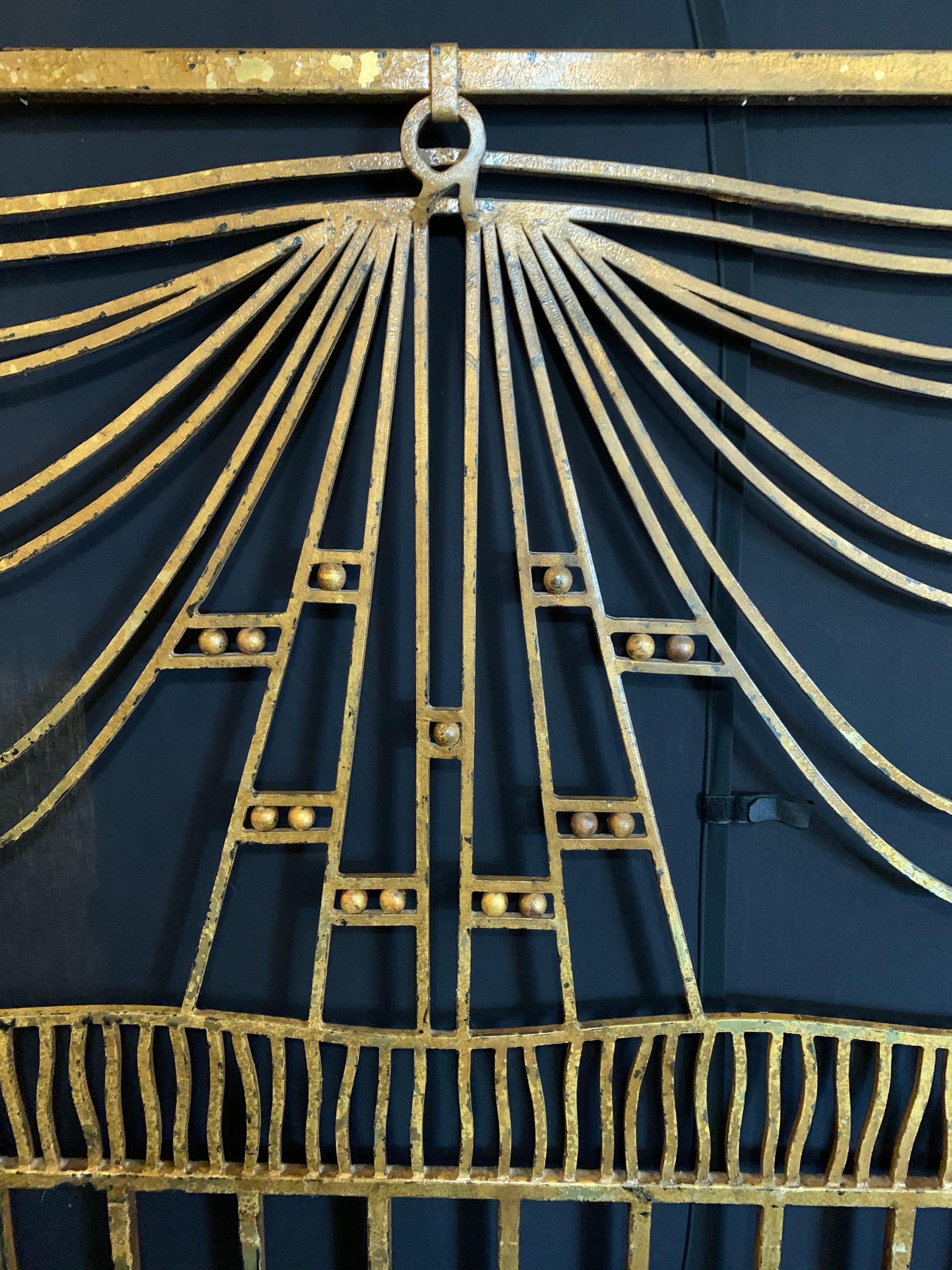Art Deco Gilt Metal Tassel Chain Form King Sized Bed-Frame In Good Condition In Stamford, CT
