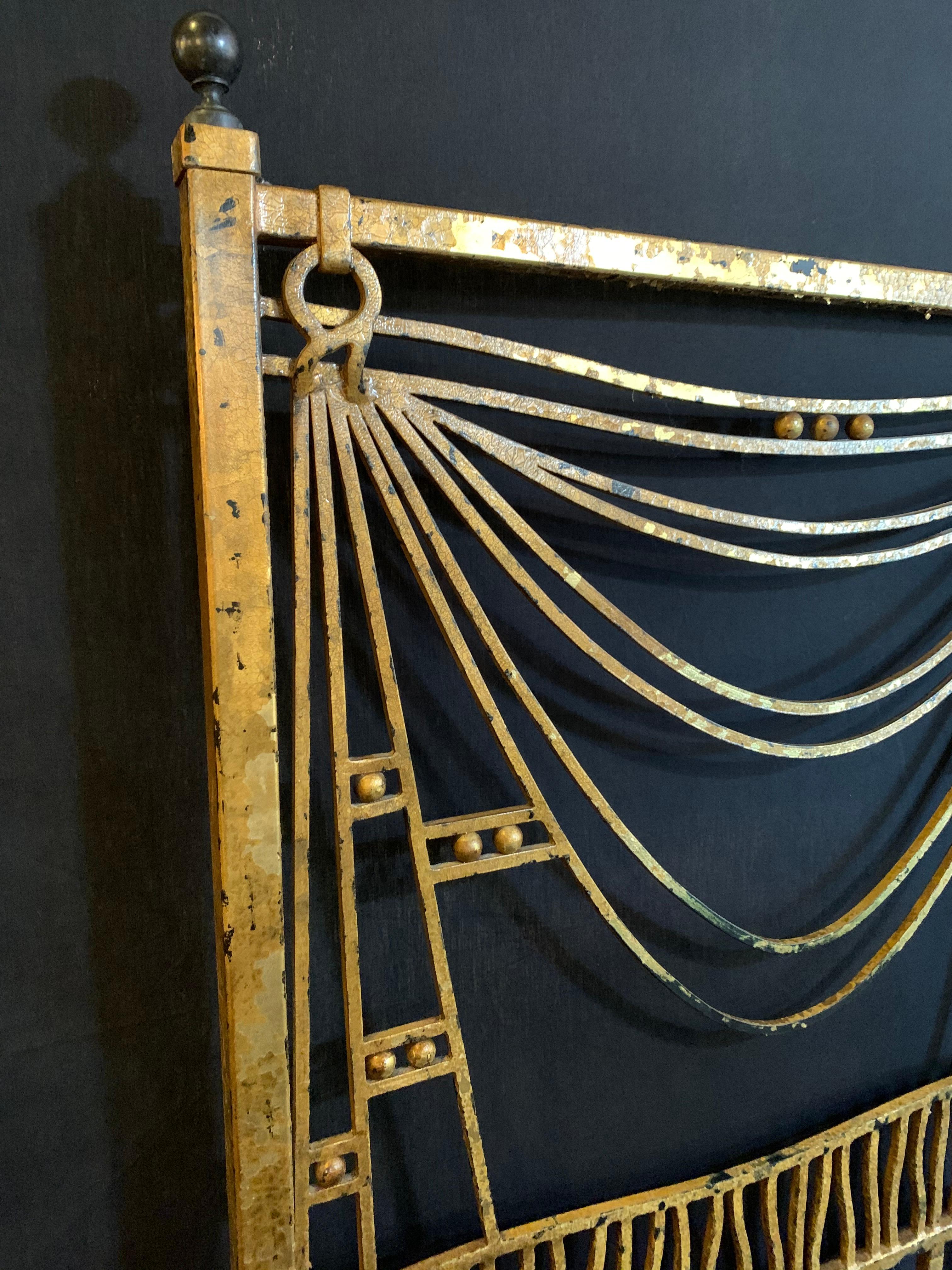 Mid-20th Century Art Deco Gilt Metal Tassel Chain Form King Sized Bed-Frame