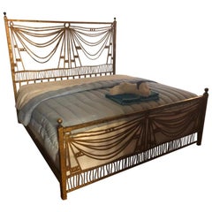 Art Deco Gilt Metal Tassel Chain Form King Sized Bed-Frame