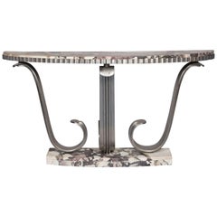 Art Deco Iron and Marble Console Table by Paul Deramaut, circa 1930