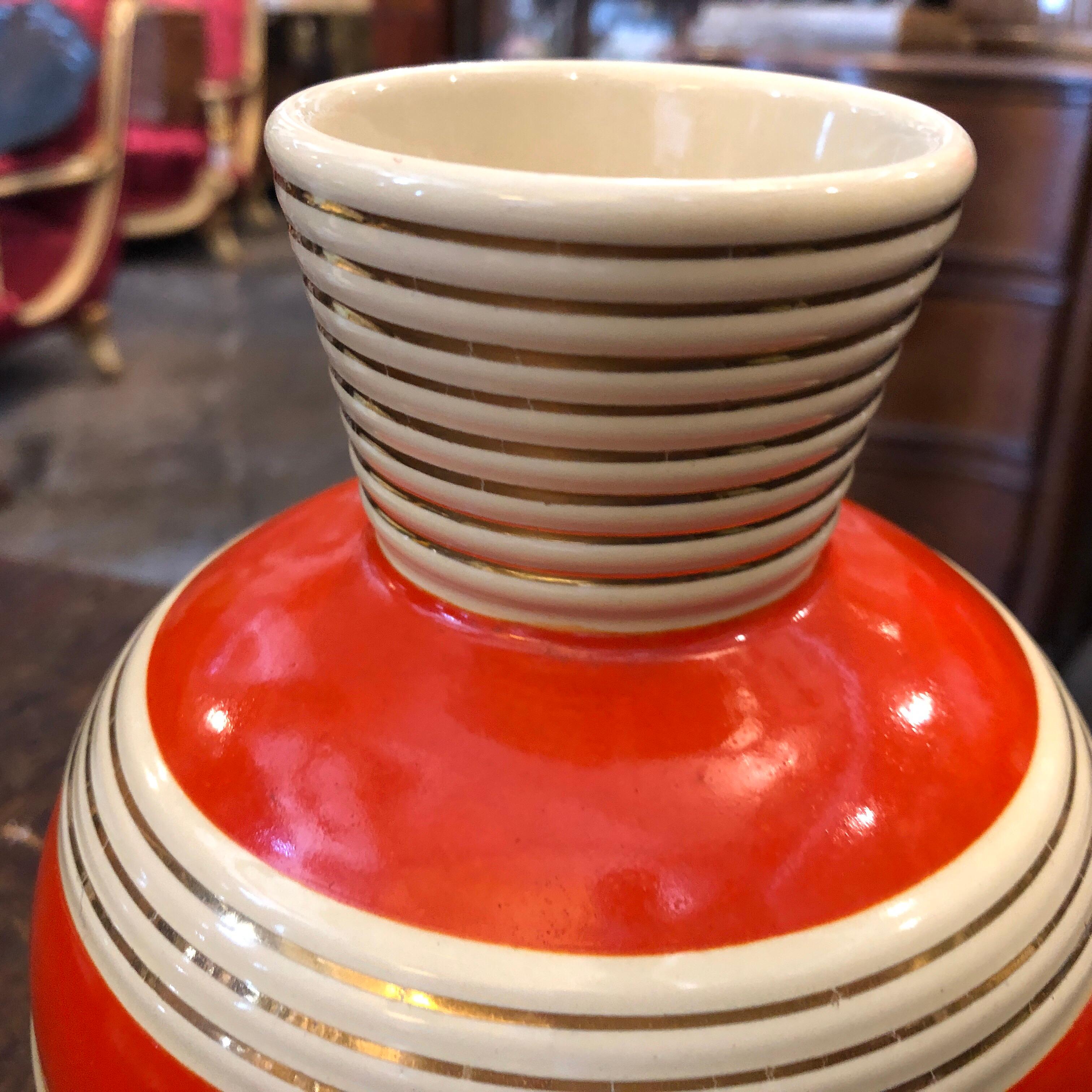 Art Deco Italian Ceramic Vase by Rometti, circa 1930 3
