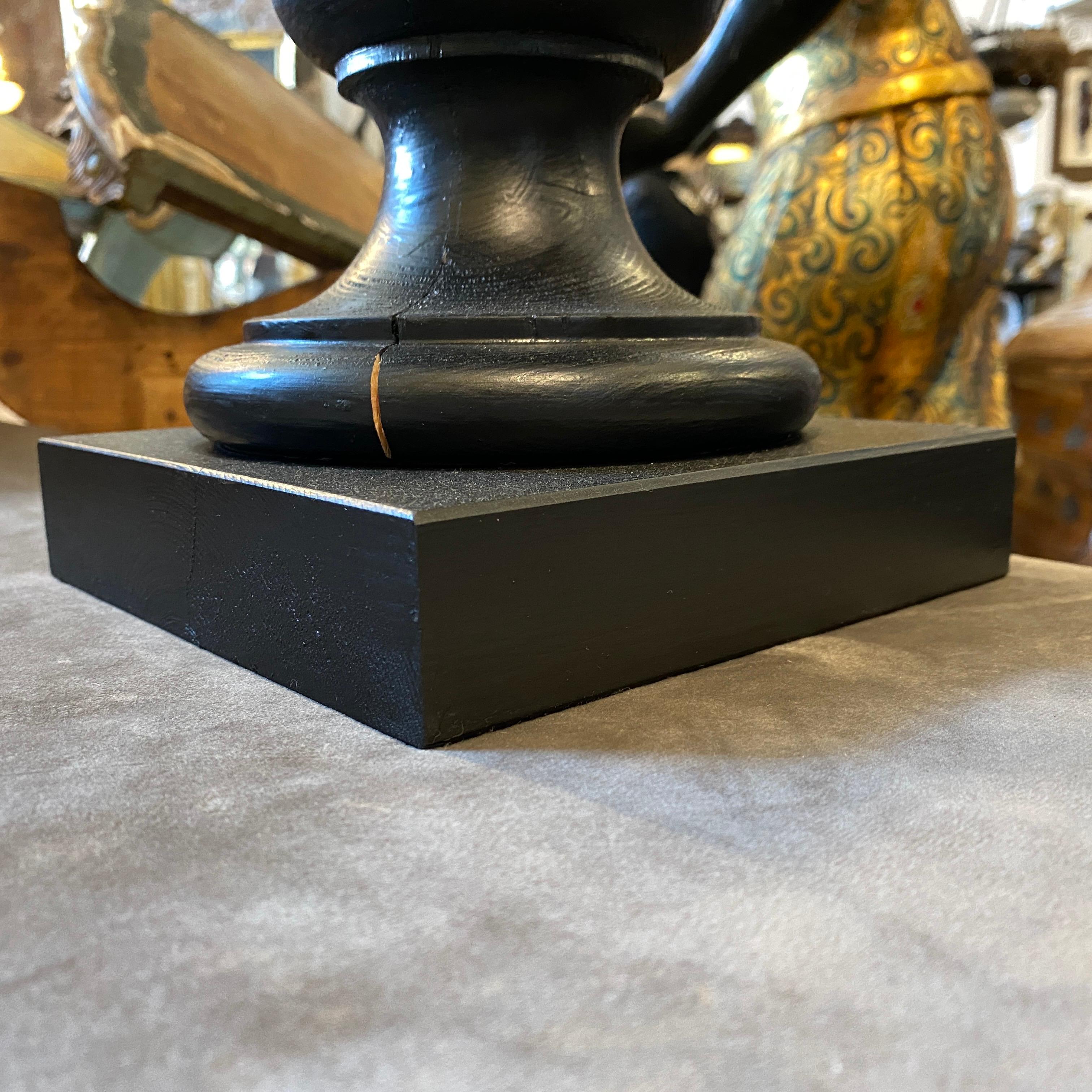 20th Century Art Deco Italian Marble Sphere on a Black Wood Base, c. 1930