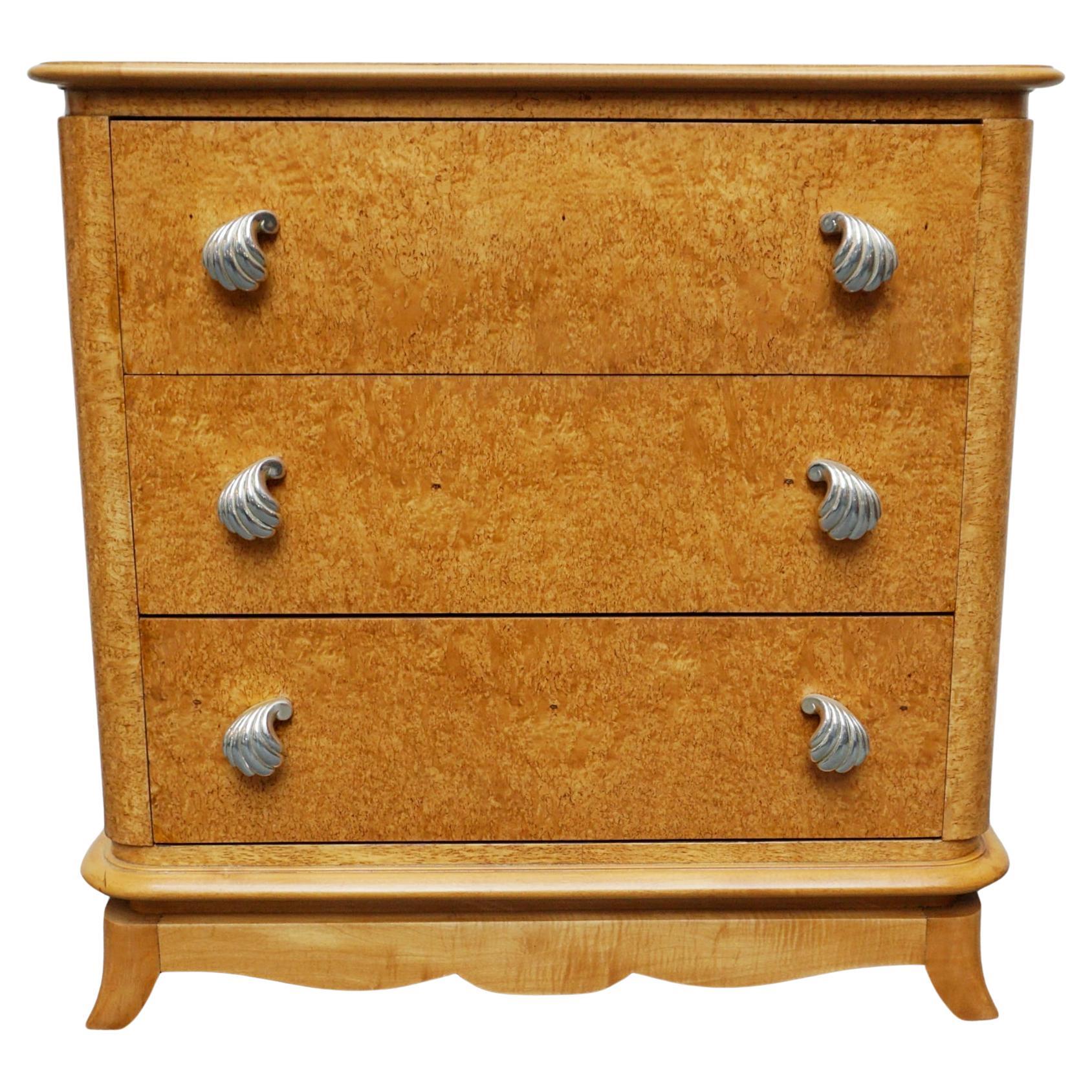 An Art Deco Karelian Birch Chest of Drawers For Sale