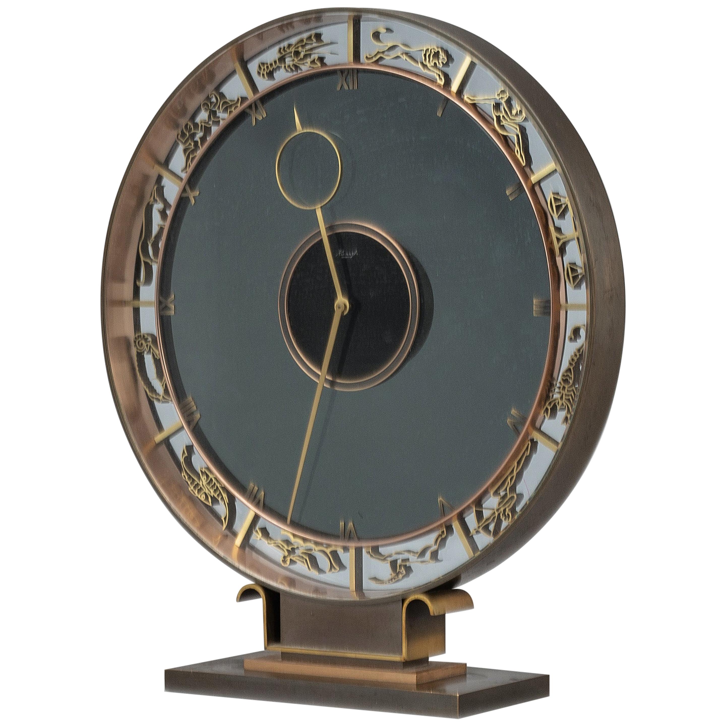 Art Deco Kienzly Zodiac Mantel Mystery Clock, circa 1935. Heinrich Möller
