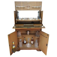 An Art Deco Luxurious Cocktail Cabinet With Two Fitted Chrome Lights by Al-Wyn