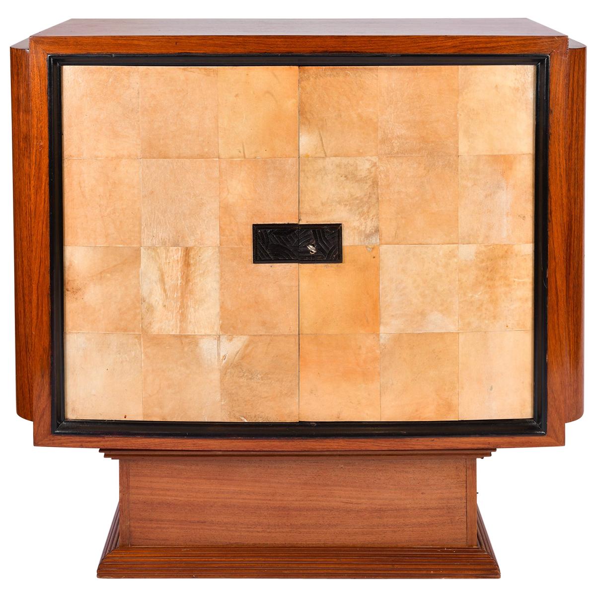 Art Deco Mahogany and Velum Cabinet